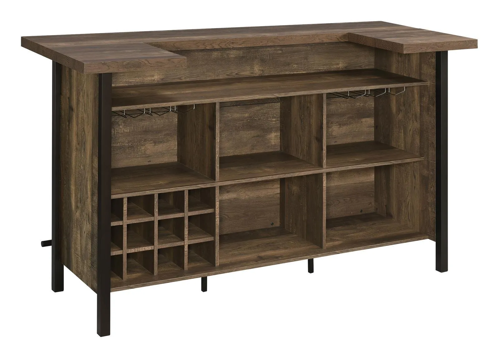 Bellemore Rustic Oak Rectangular Storage Bar Unit - Image 3