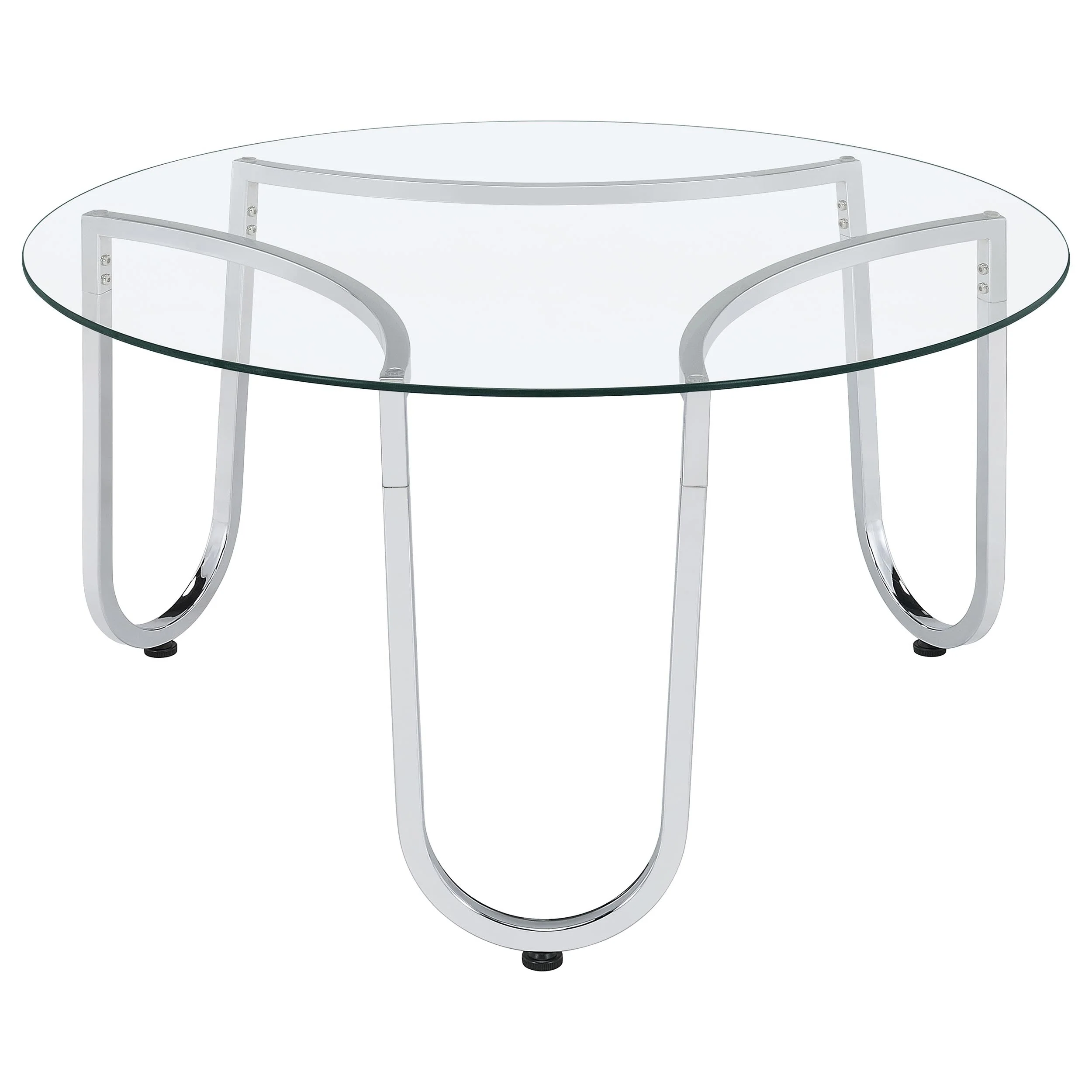 Beller Chrome 2-piece Round Tempered Glass Top Coffee Table Set - Image 10
