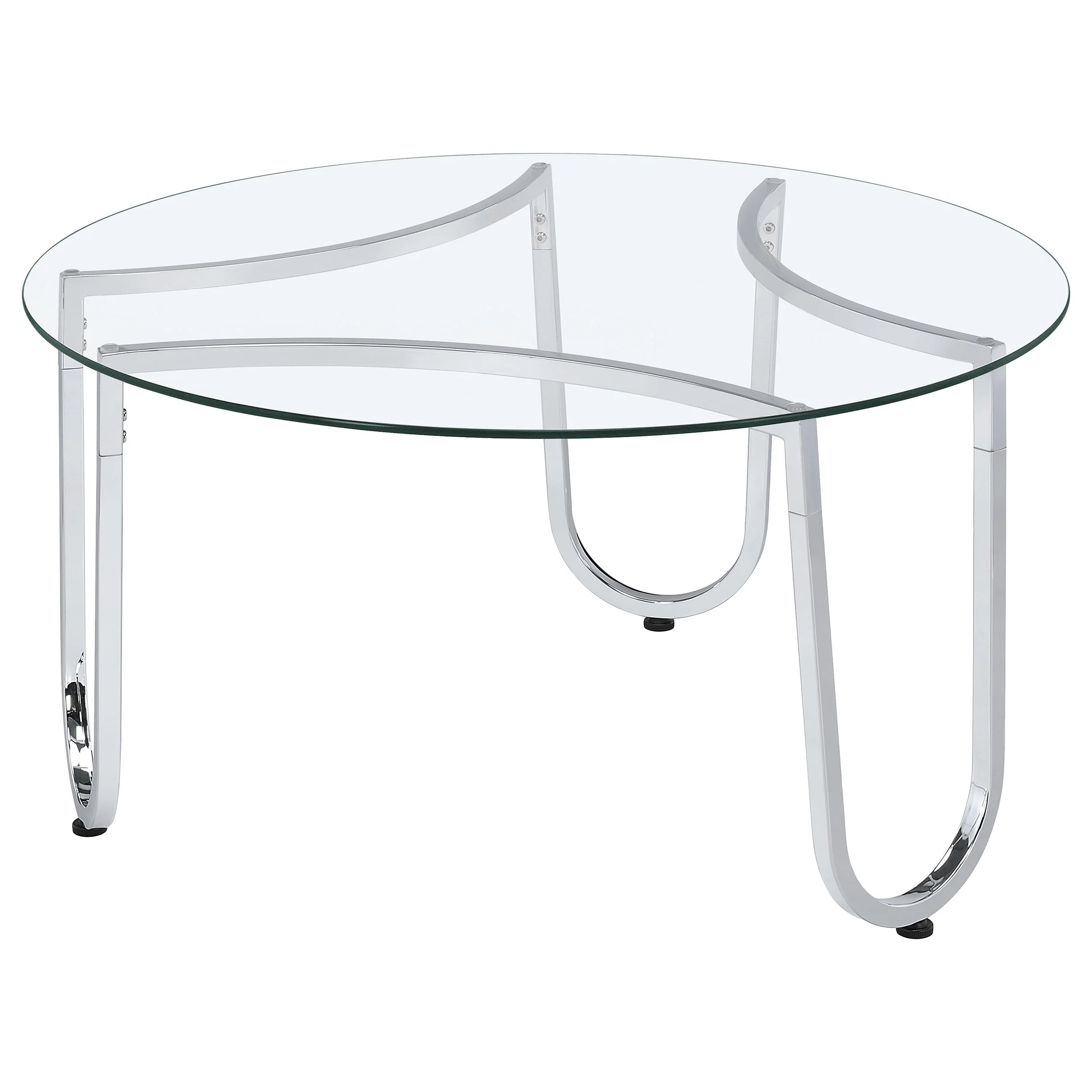 Beller Chrome Round Tempered Glass Top Cocktail Coffee Table - Image 4