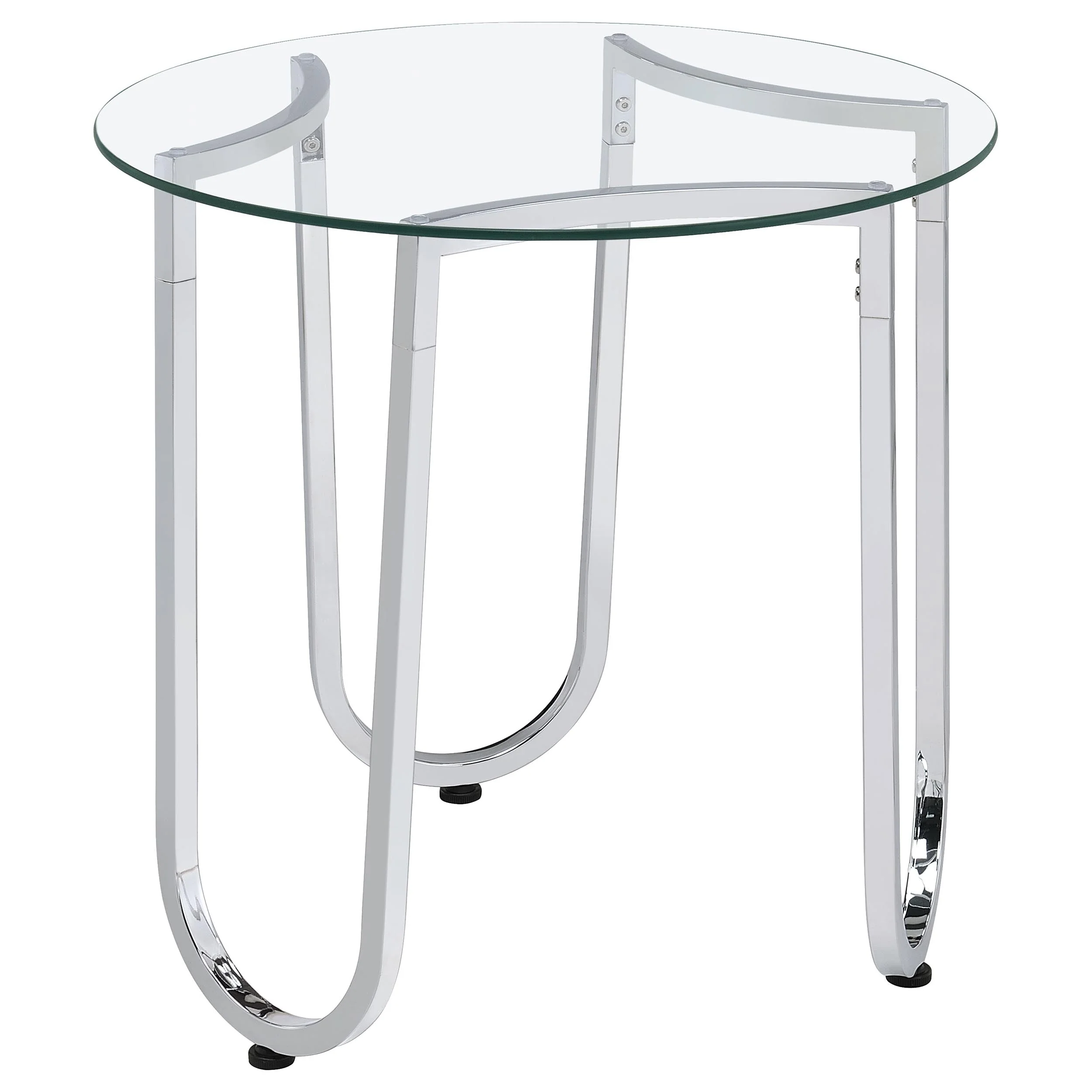 Beller Chrome Round Tempered Glass Top End Side Table - Image 2