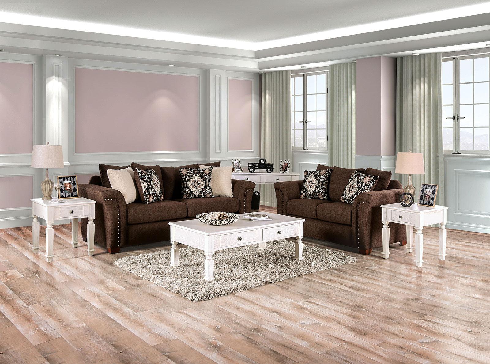 Belsize Chocolate/Tan Loveseat - Image 7