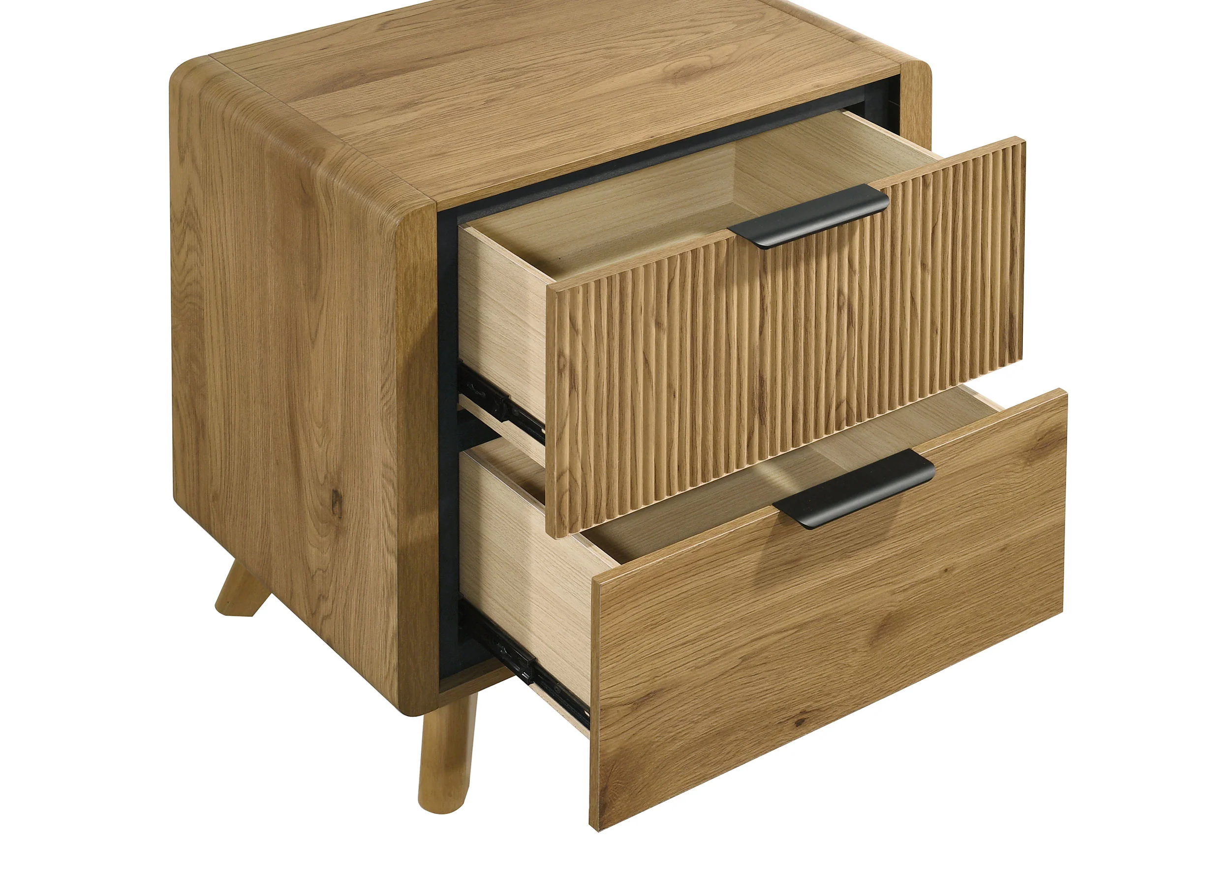 Bennett Light Oak 2-drawer Bedroom Nightstand Bedside Table - Image 10