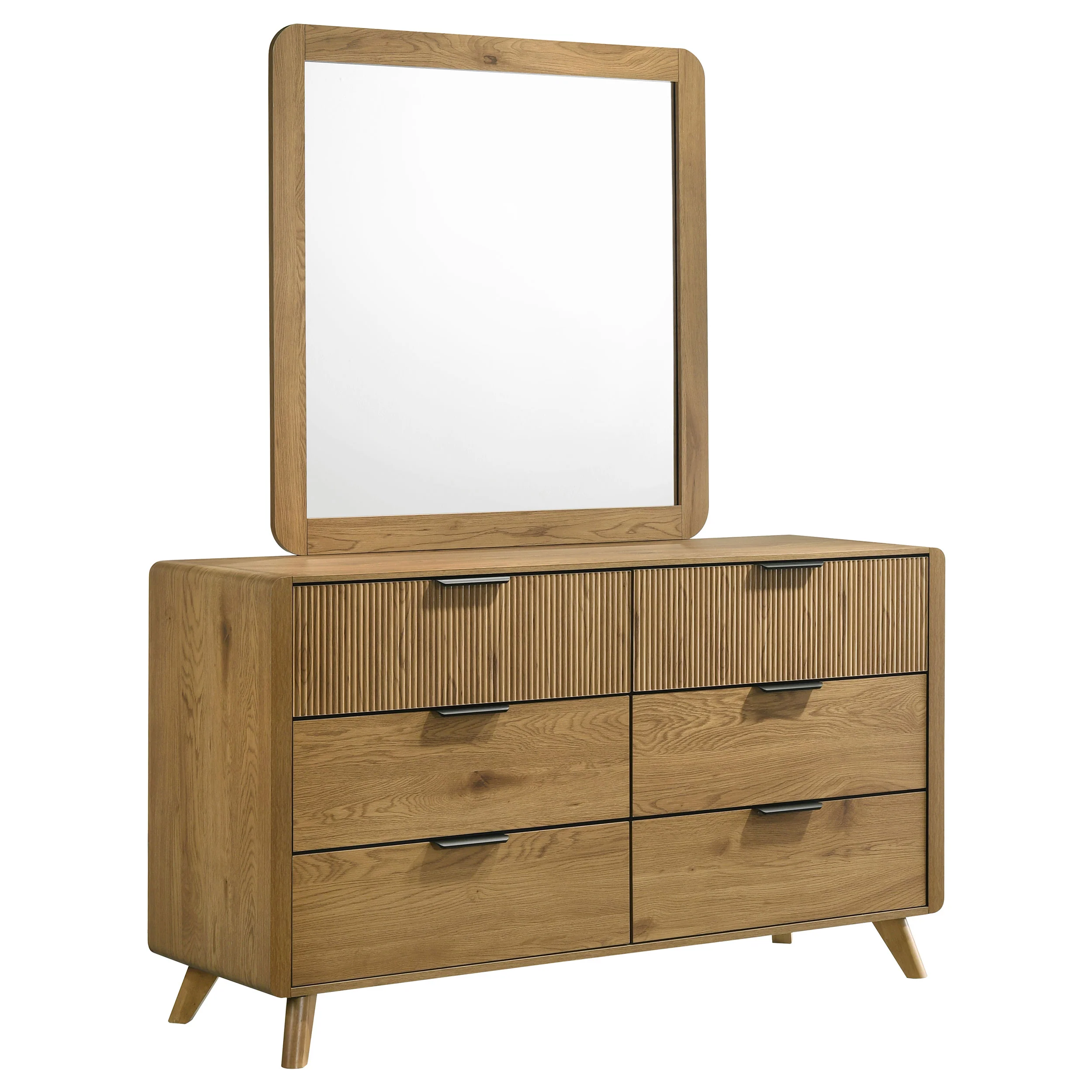 Bennett Light Oak 6-drawer Bedroom Dresser and Mirror Set - Image 2