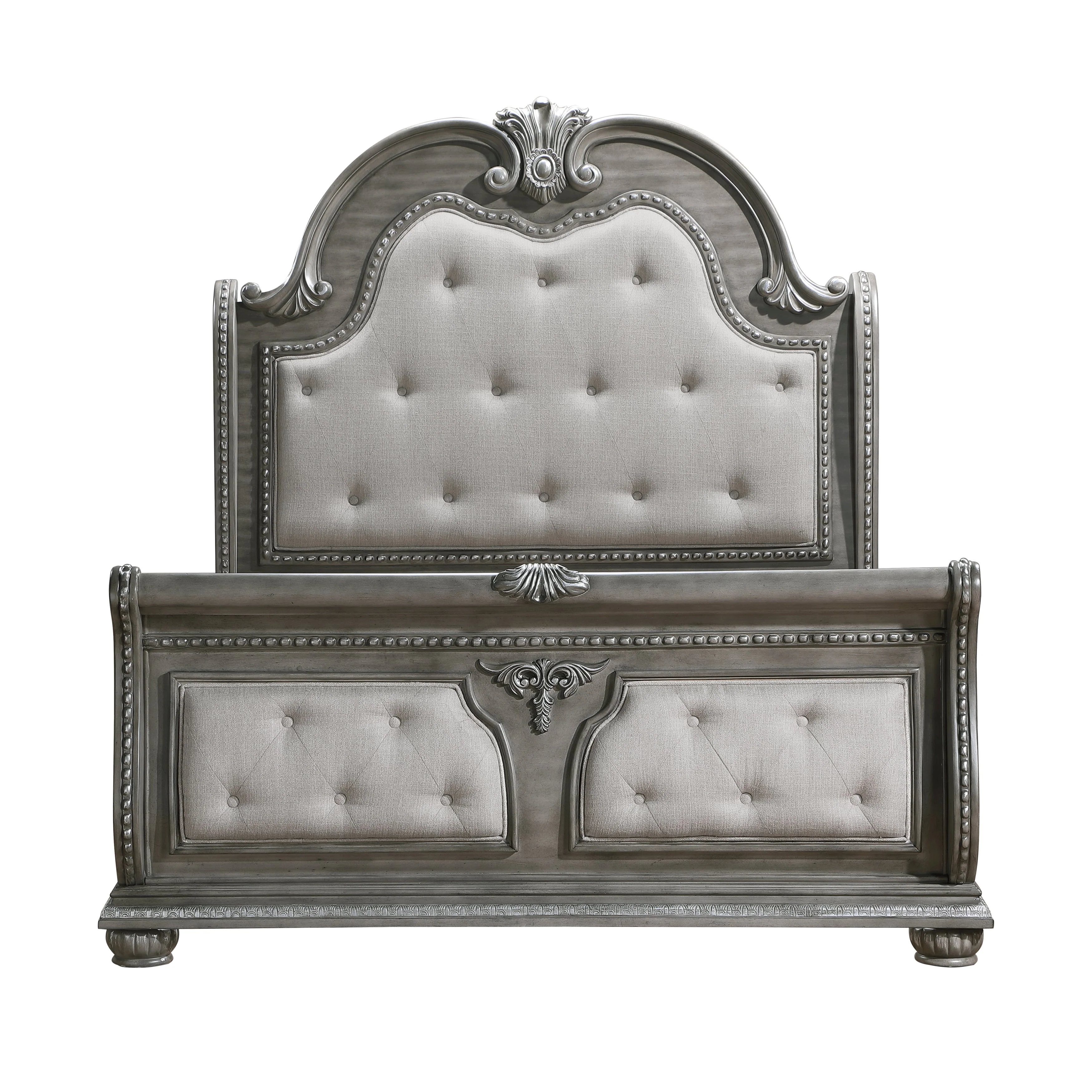 Bennington Gray Upholstered Sleigh Bedroom Set - Image 2