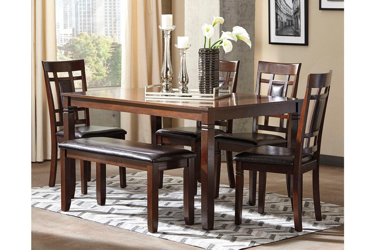 Bennox Brown Dining Table and 4 Chairs and Bench