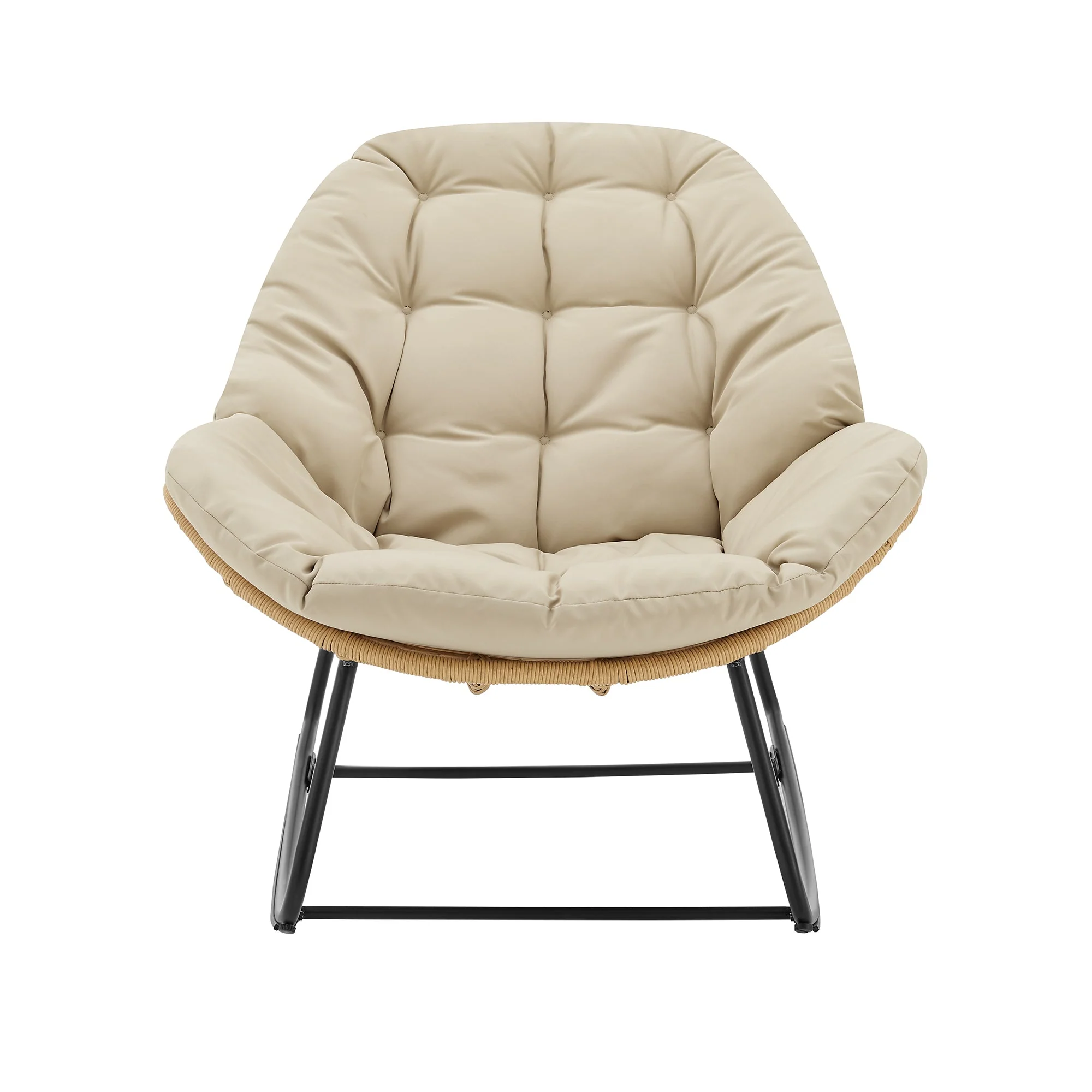 Benson 3-Piece Patio Rocking Chair with Ottoman and Table in Cream - Image 10