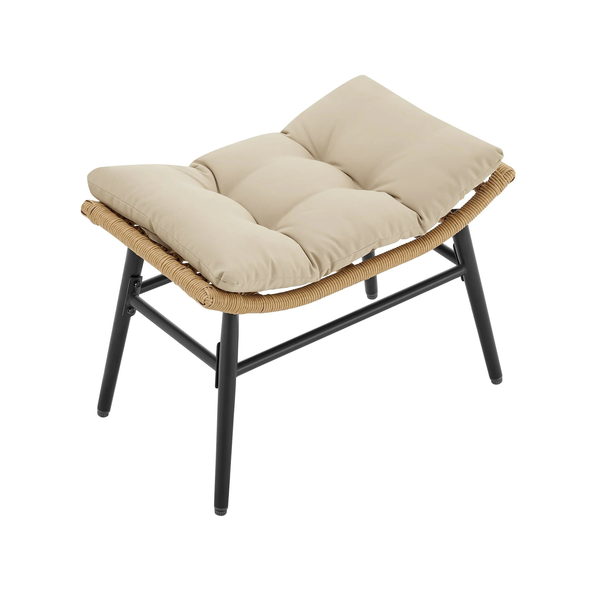Benson 3-Piece Patio Rocking Chair with Ottoman and Table in Cream - Image 16
