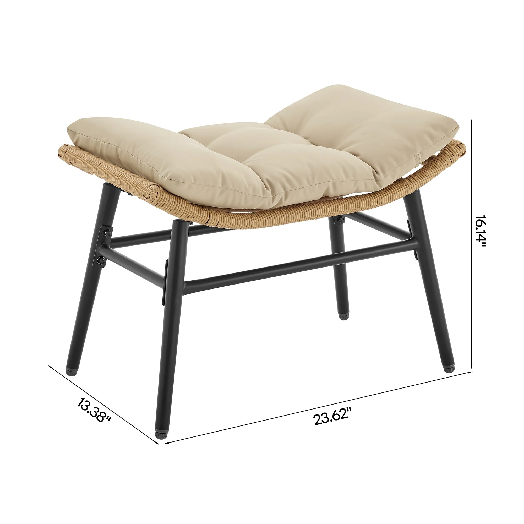 Benson 3-Piece Patio Rocking Chair with Ottoman and Table in Cream - Image 5