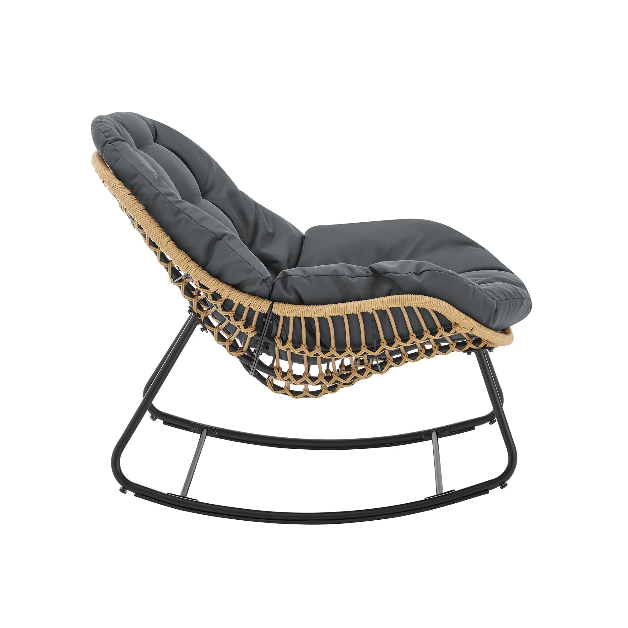 Benson 3-Piece Patio Rocking Chair with Ottoman and Table in Grey - Image 12