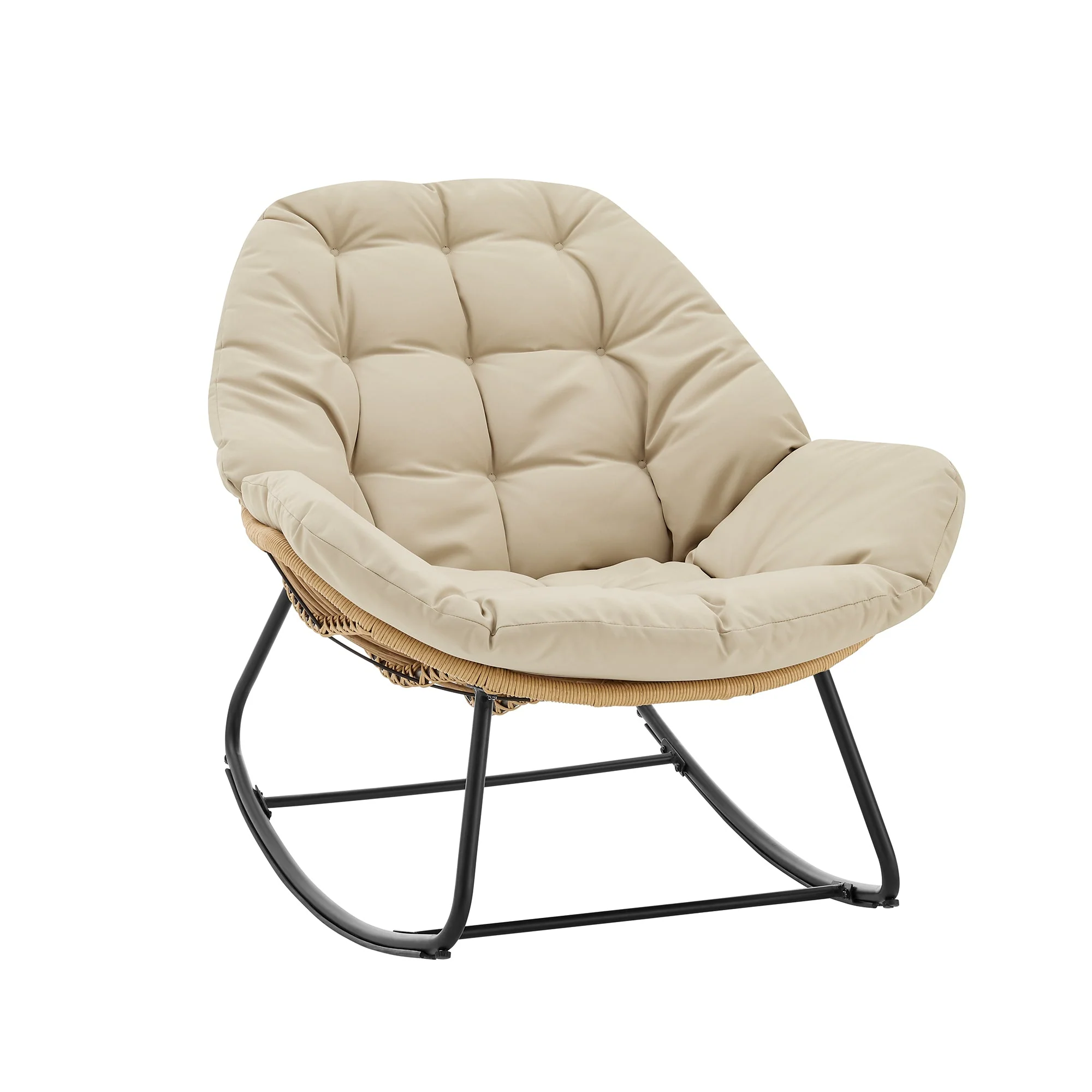 Benson 6-Piece Patio Rocking Chair Set with Ottomans and Tables in Cream - Image 11