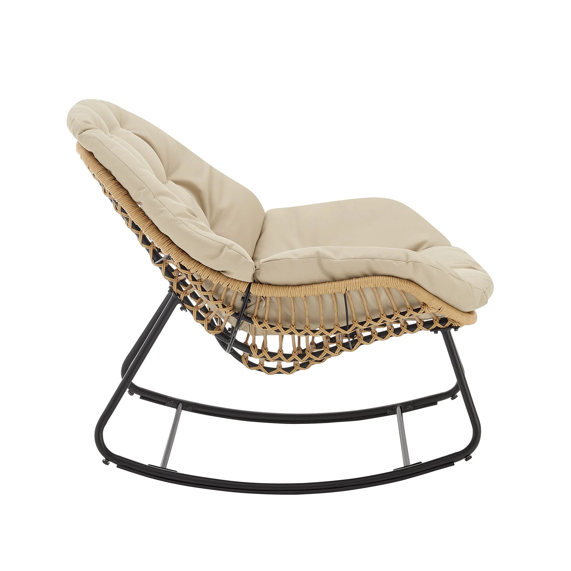 Benson 6-Piece Patio Rocking Chair Set with Ottomans and Tables in Cream - Image 12