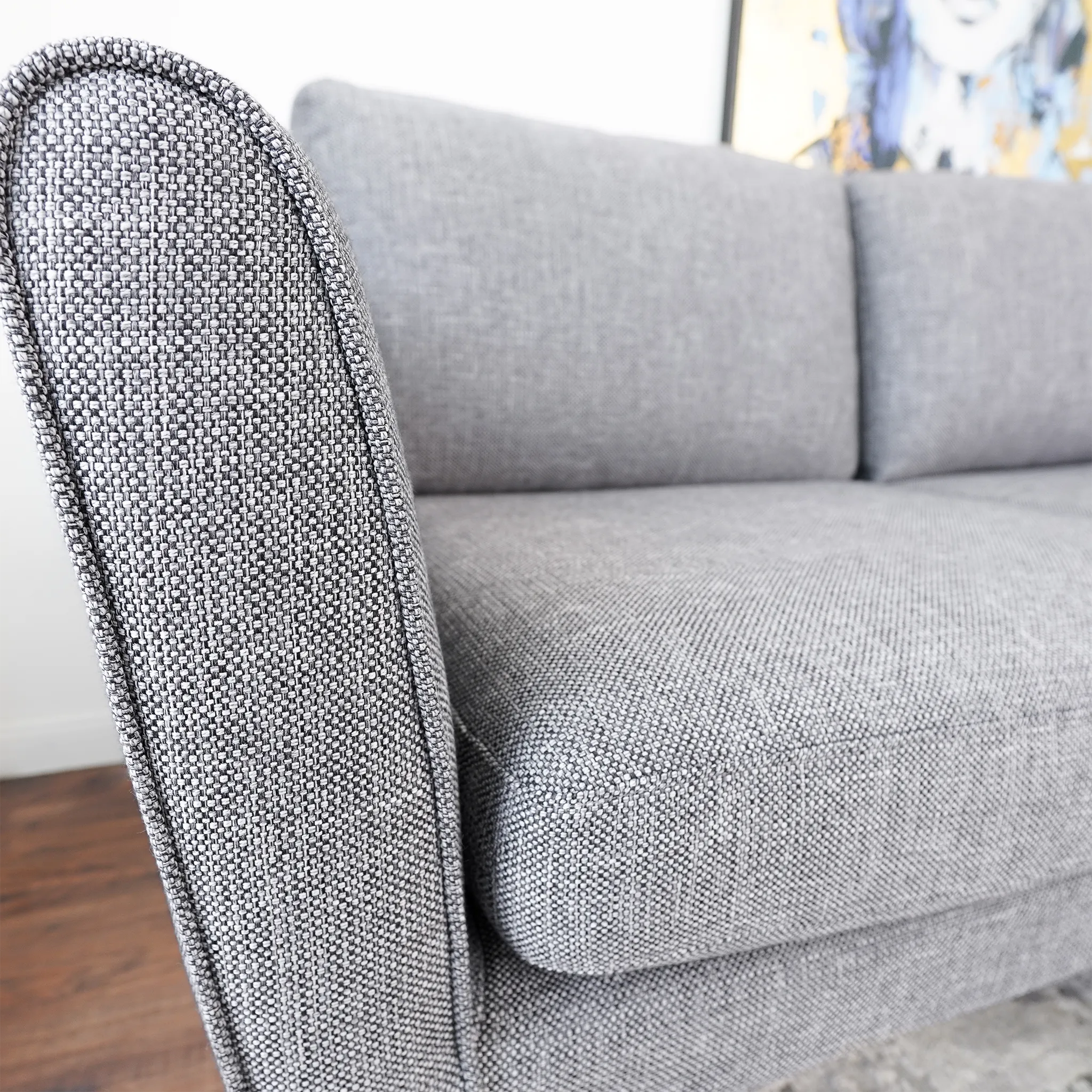 Benson Grey Fabric Sectional Sofa Right Facing Chaise - Image 3