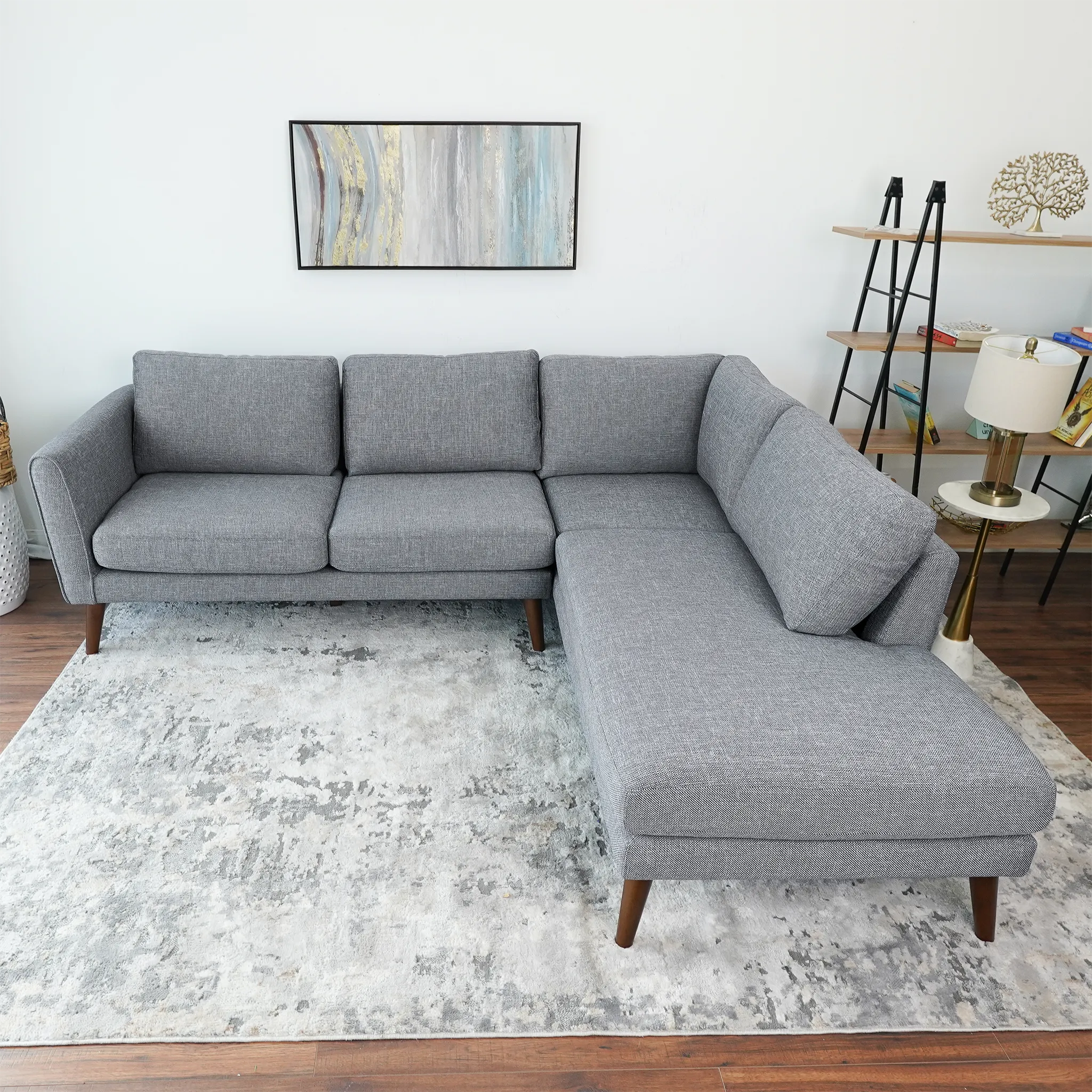 Benson Grey Fabric Sectional Sofa Right Facing Chaise - Image 4