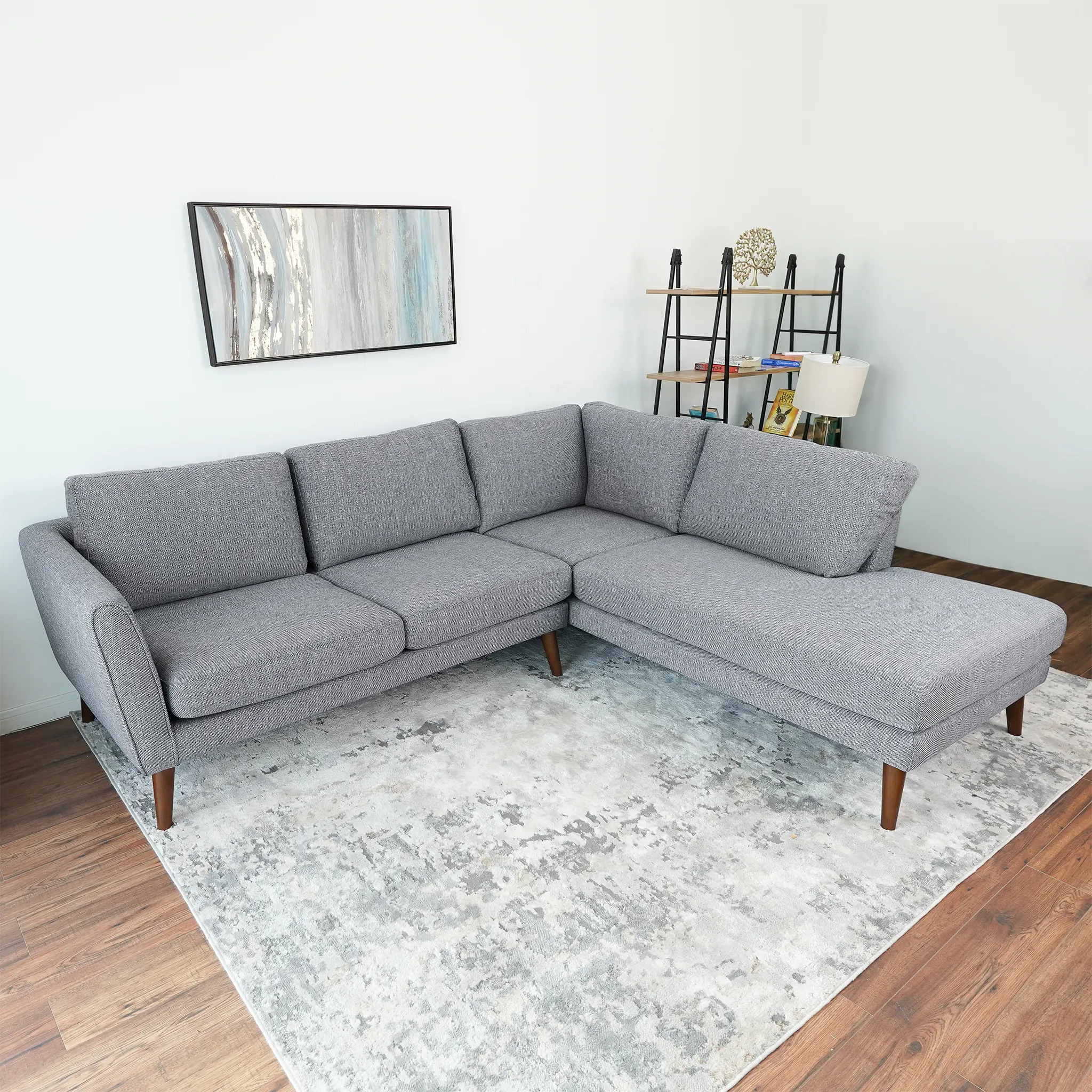 Benson Grey Fabric Sectional Sofa Right Facing Chaise - Image 7