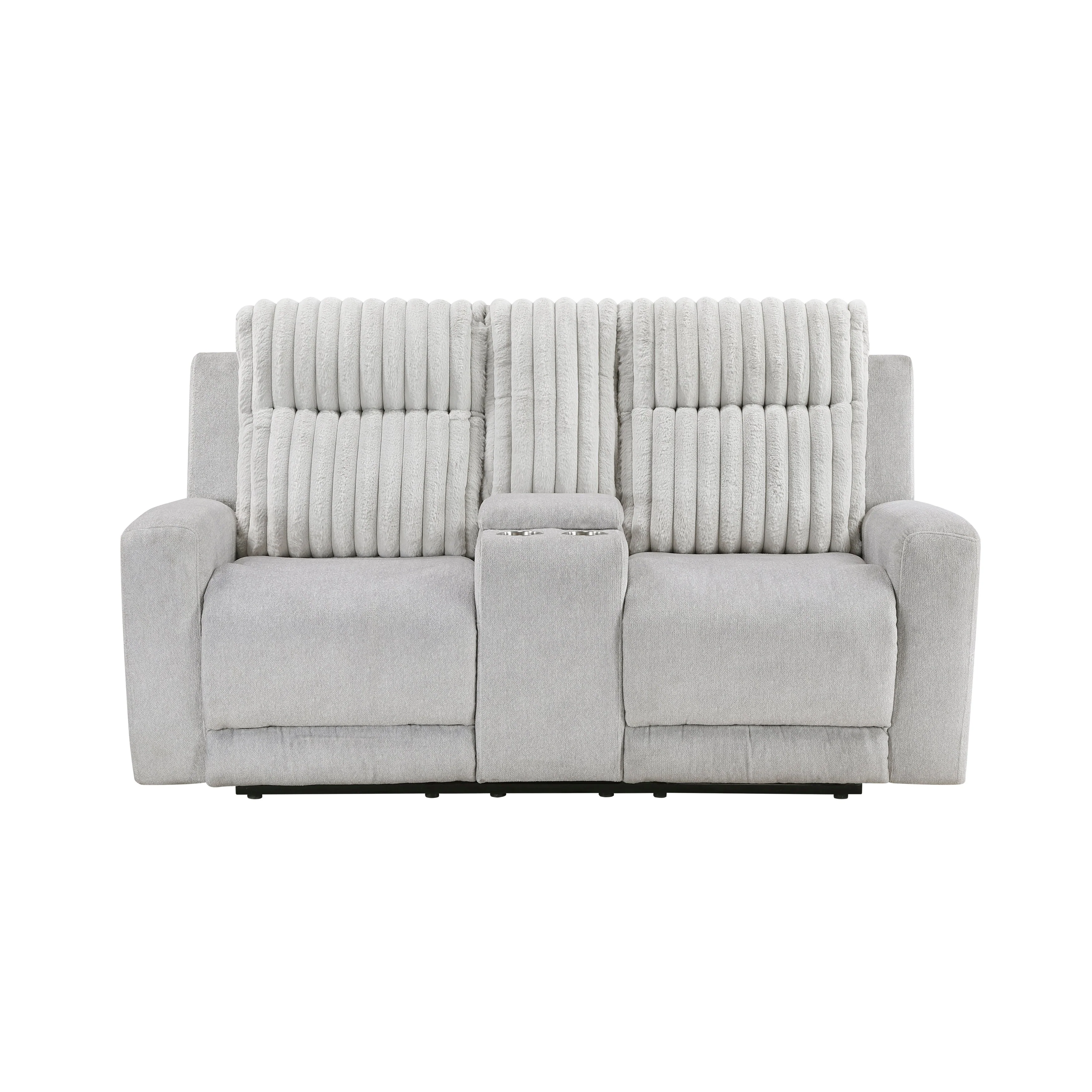 Benton Light Gray Double Reclining Love Seat - Image 10