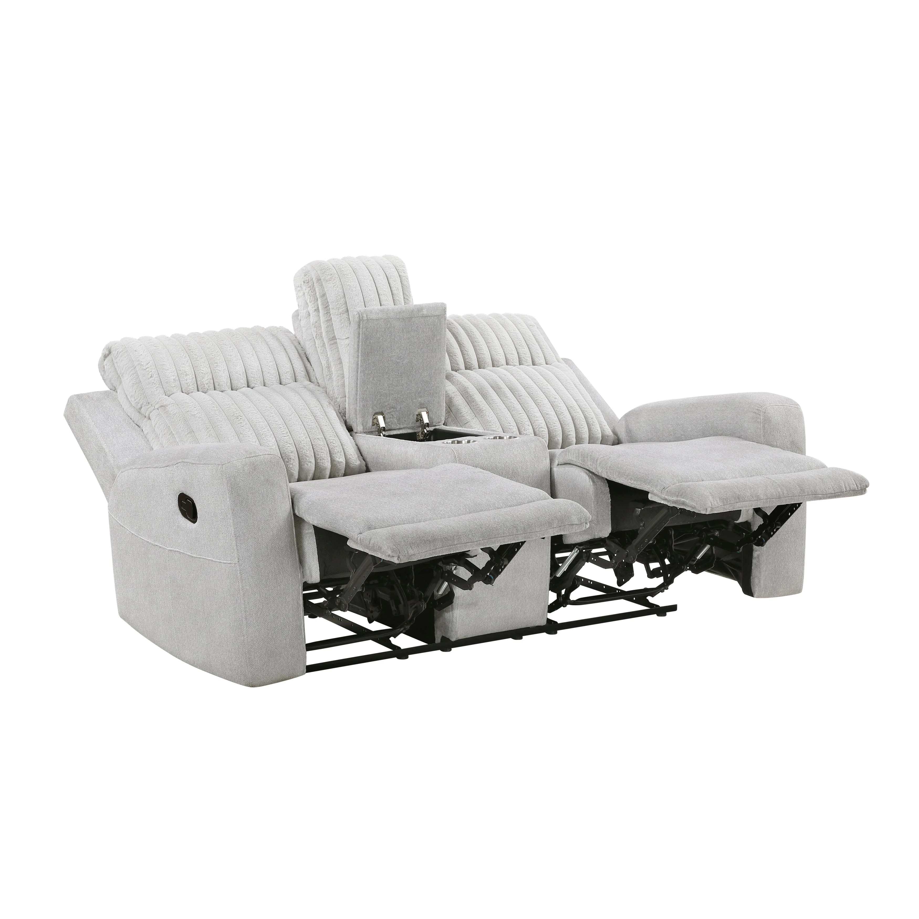 Benton Light Gray Double Reclining Love Seat - Image 4
