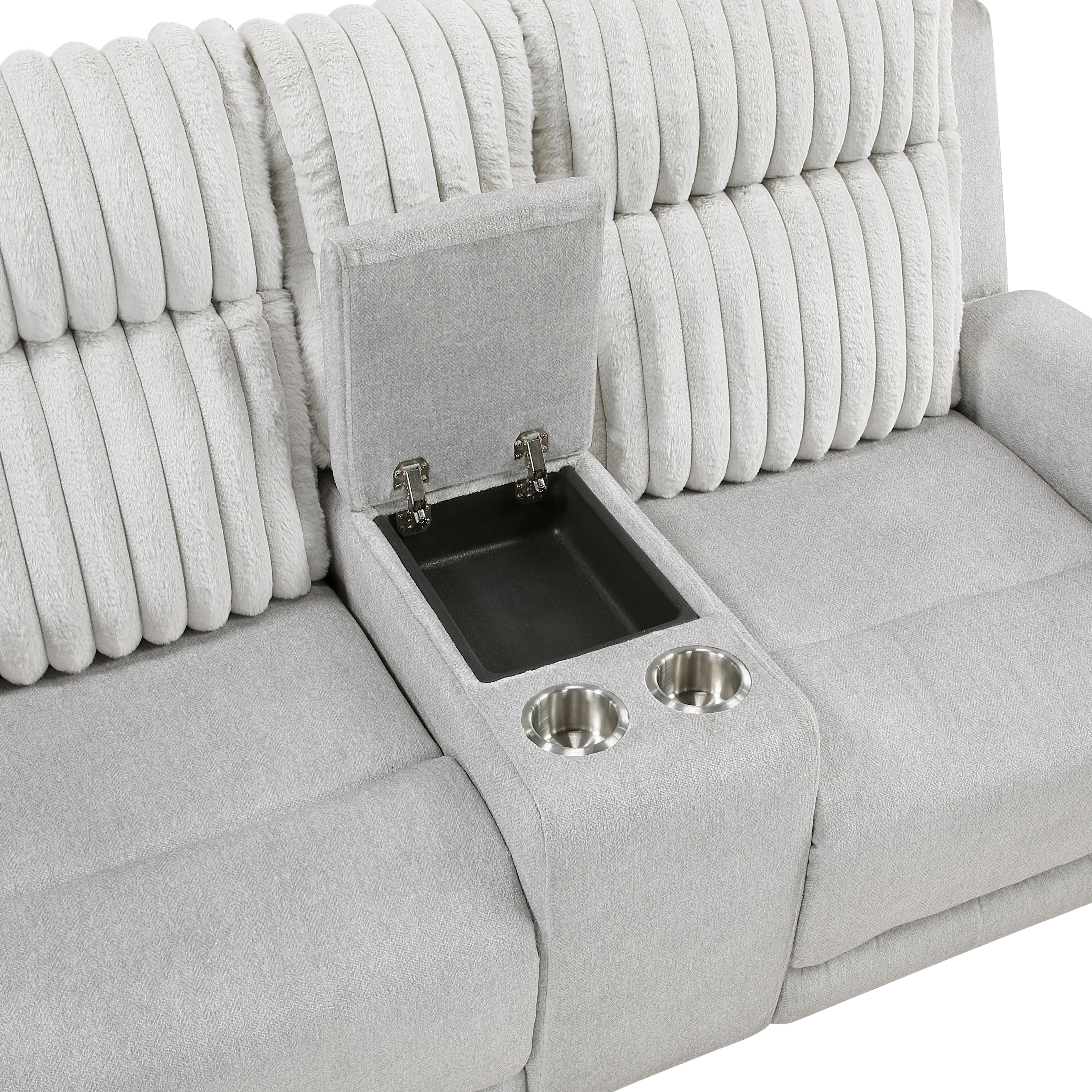 Benton Light Gray Double Reclining Love Seat - Image 5