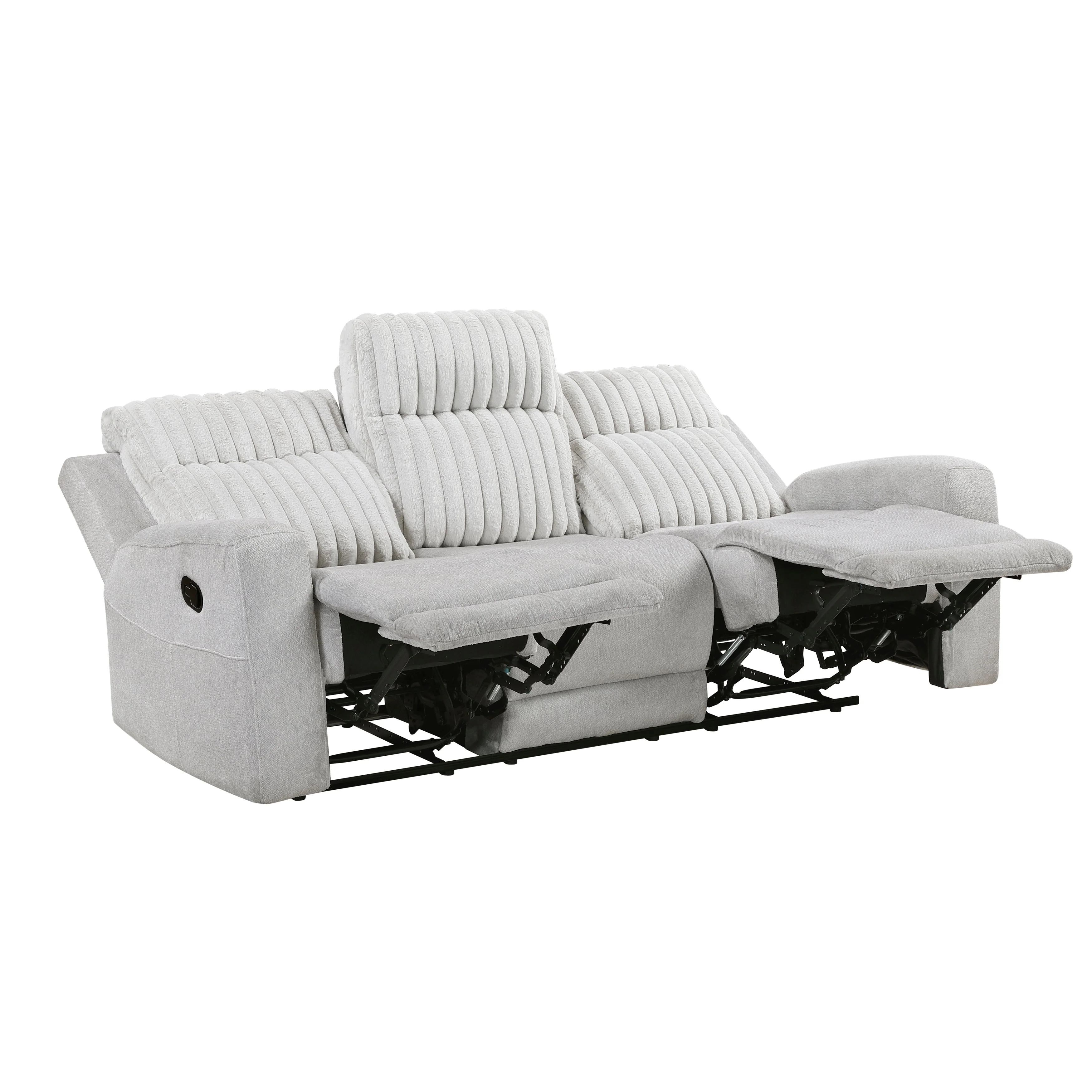 Benton Light Gray Double Reclining Sofa - Image 4