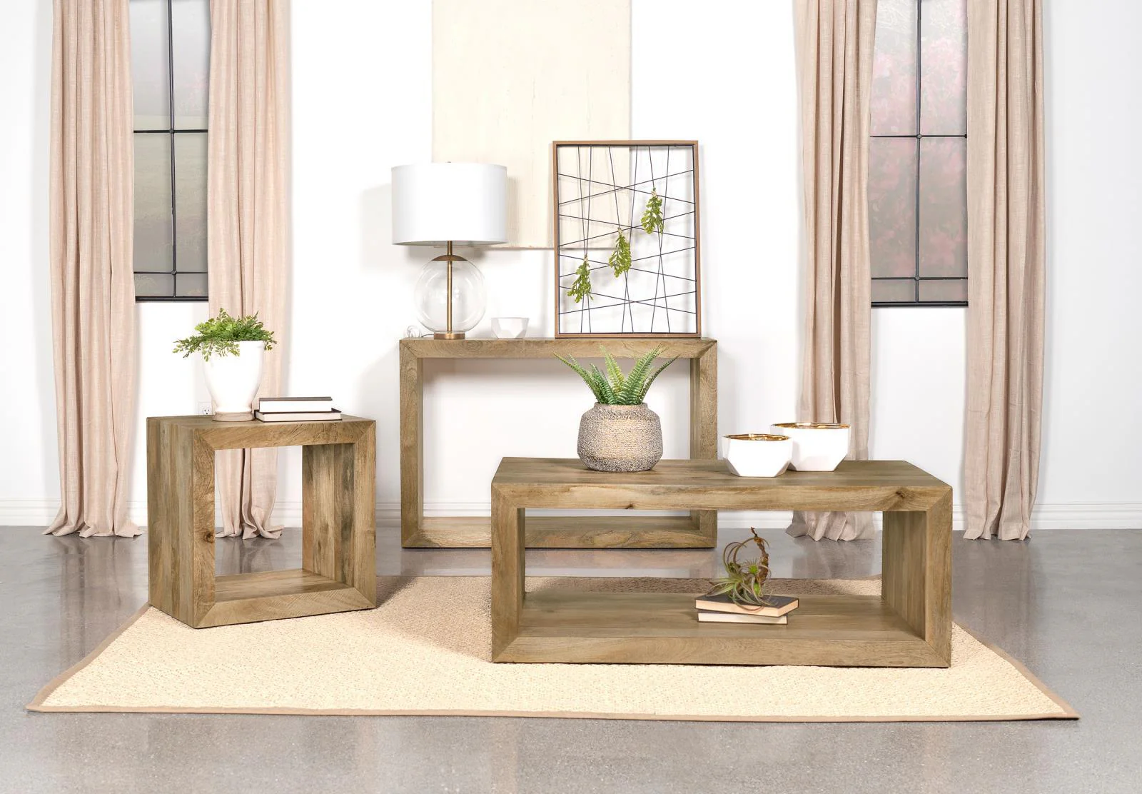 Benton Natural Rectangular Solid Wood Sofa Table - Image 7