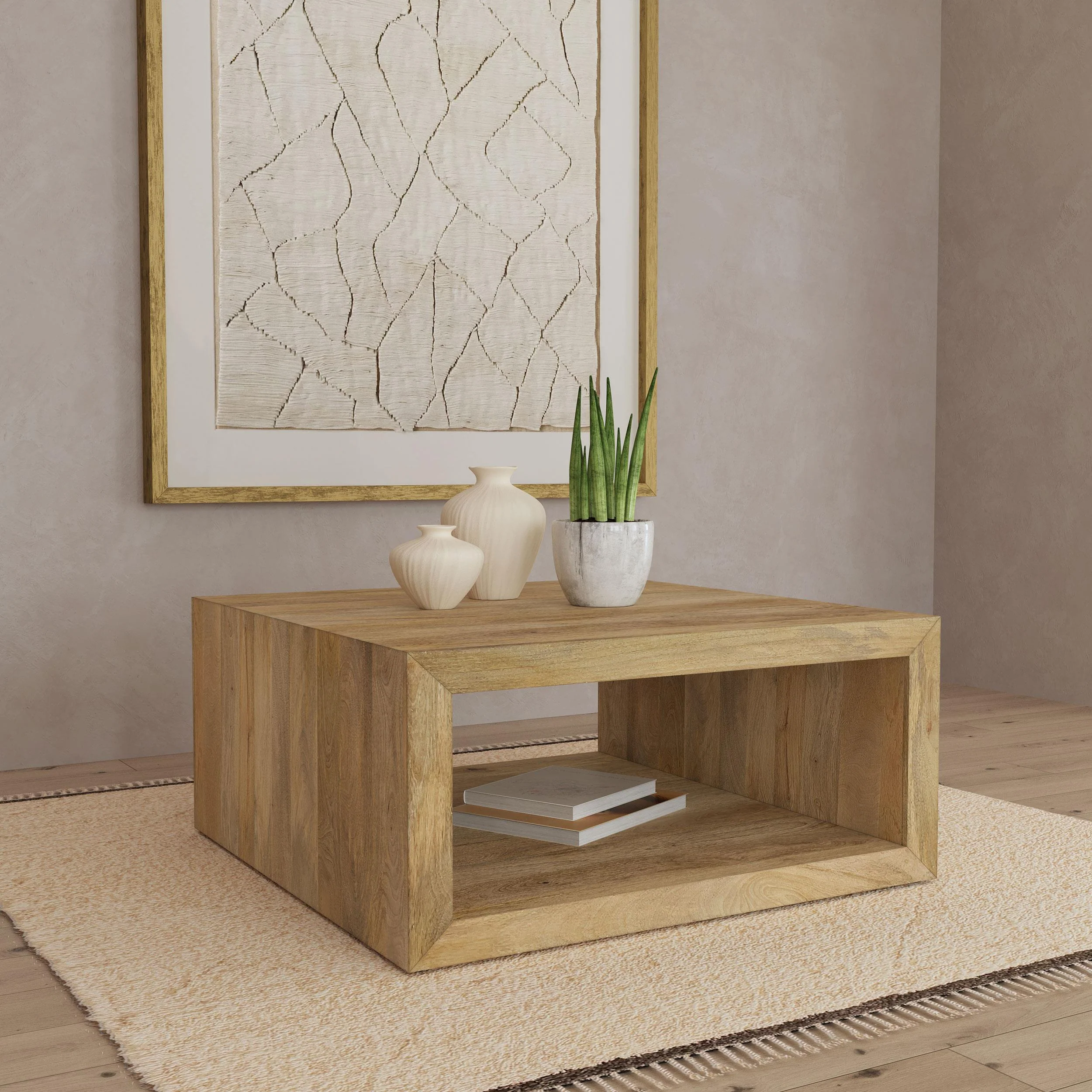 Benton Natural Square Solid Mango Wood Coffee Table