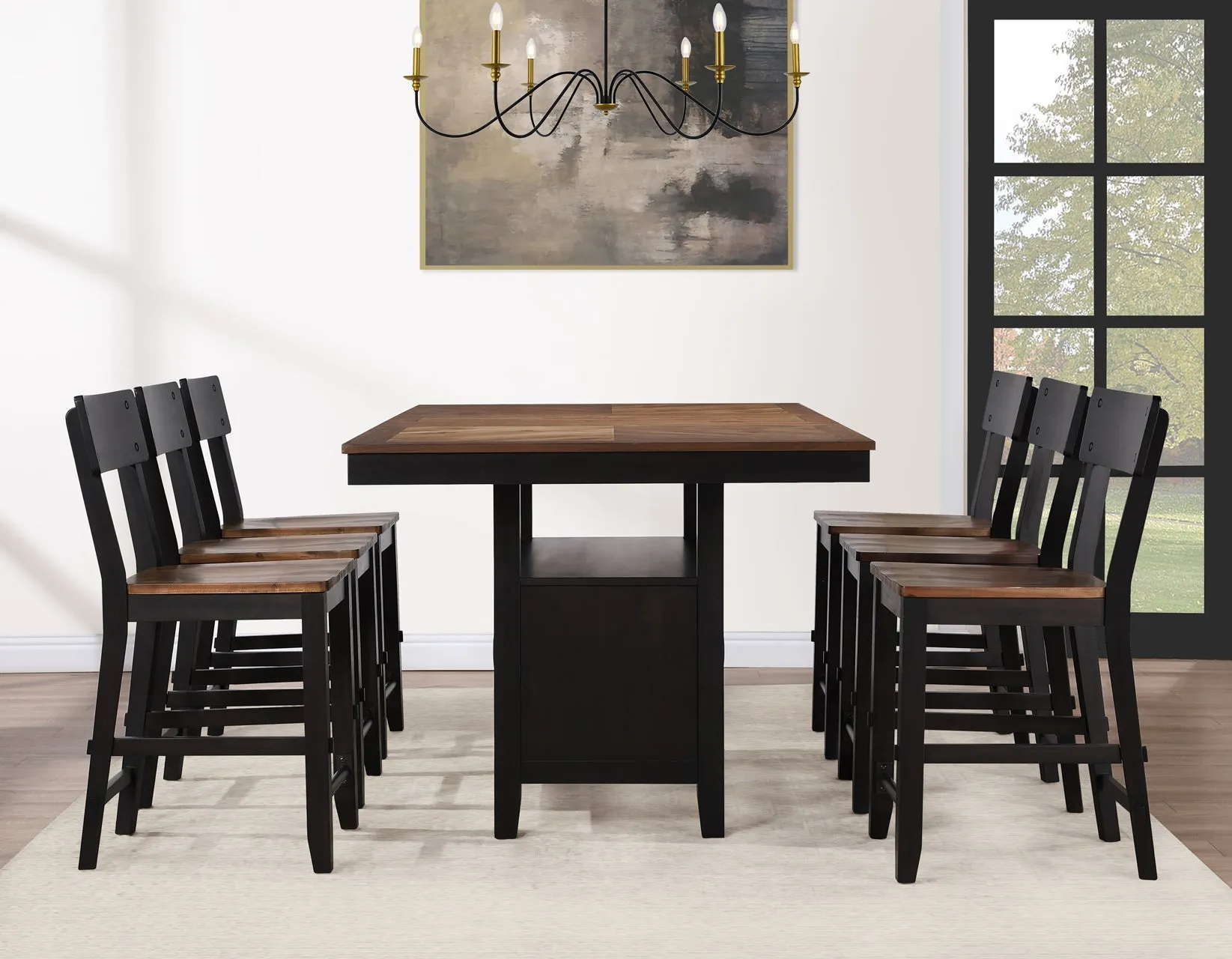 Bermuda Black/Dark Acacia Counter Height Dining Set - Image 3