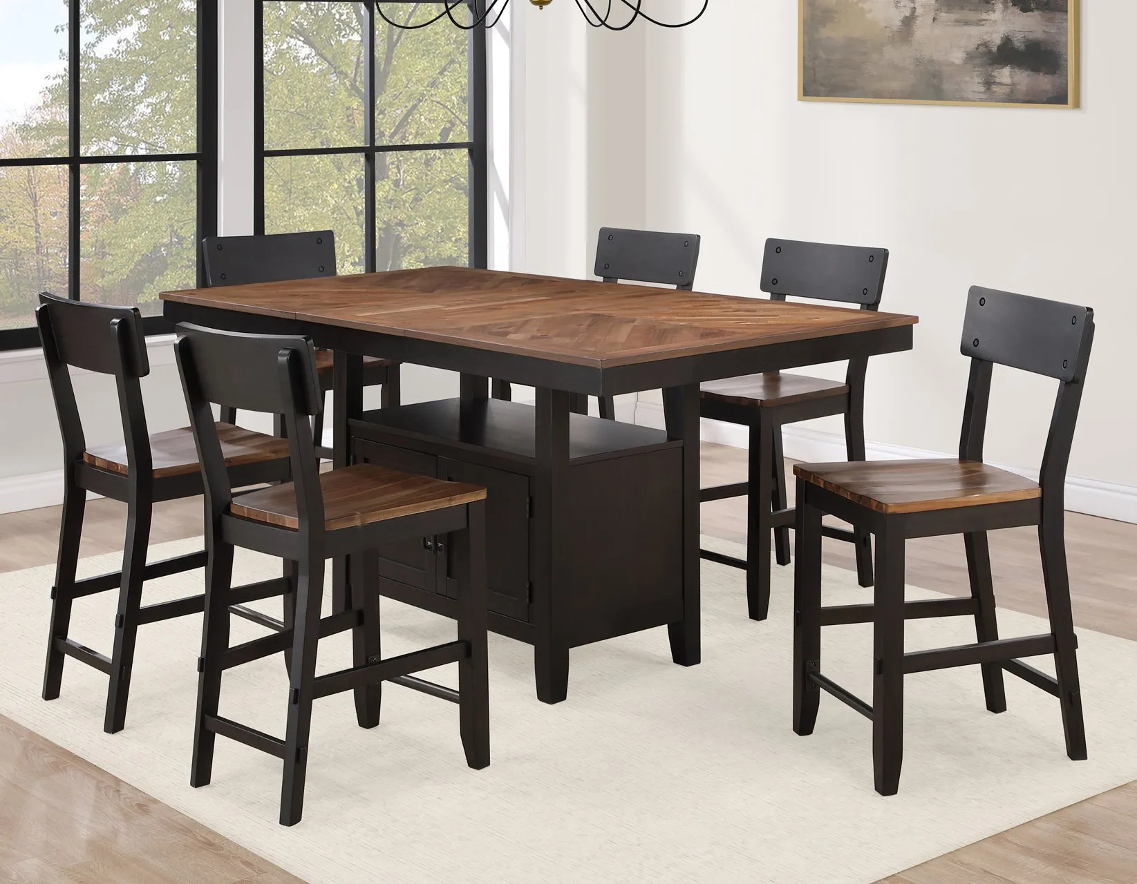 Bermuda Black/Dark Acacia Counter Height Dining Set - Image 4