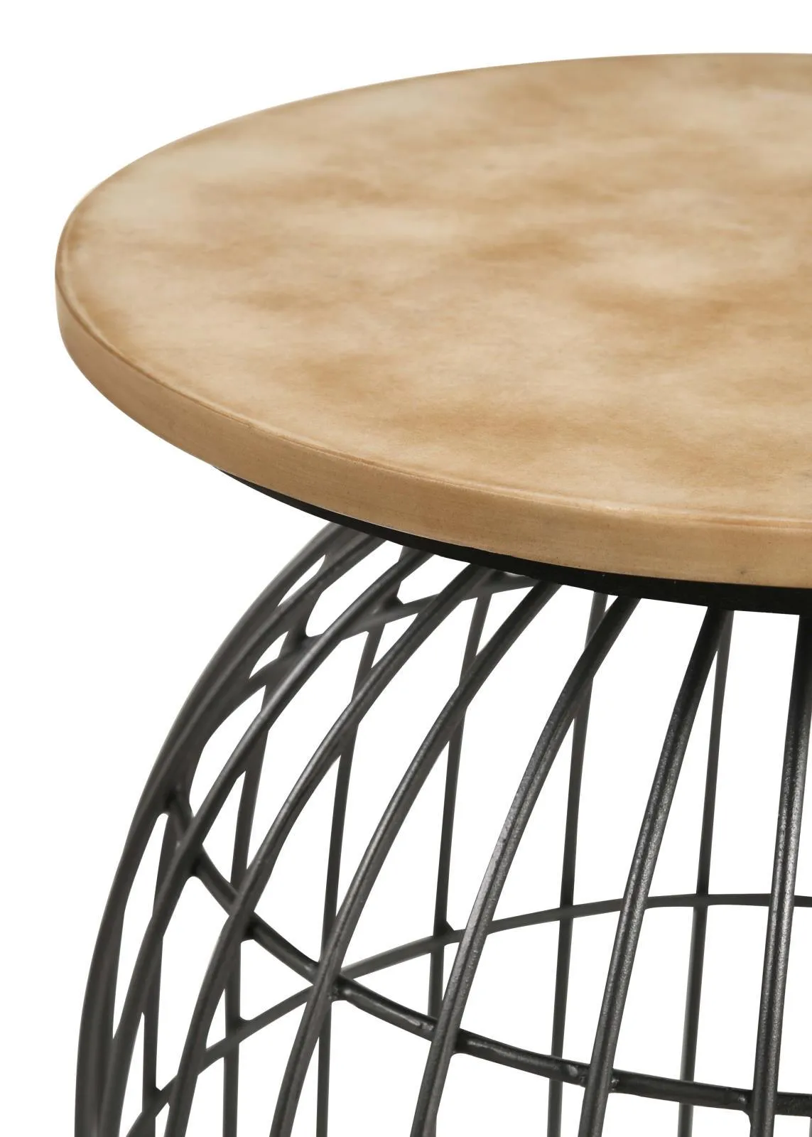 Bernardo Natural and Gunmetal Round Accent Table with Bird Cage Base - Image 4