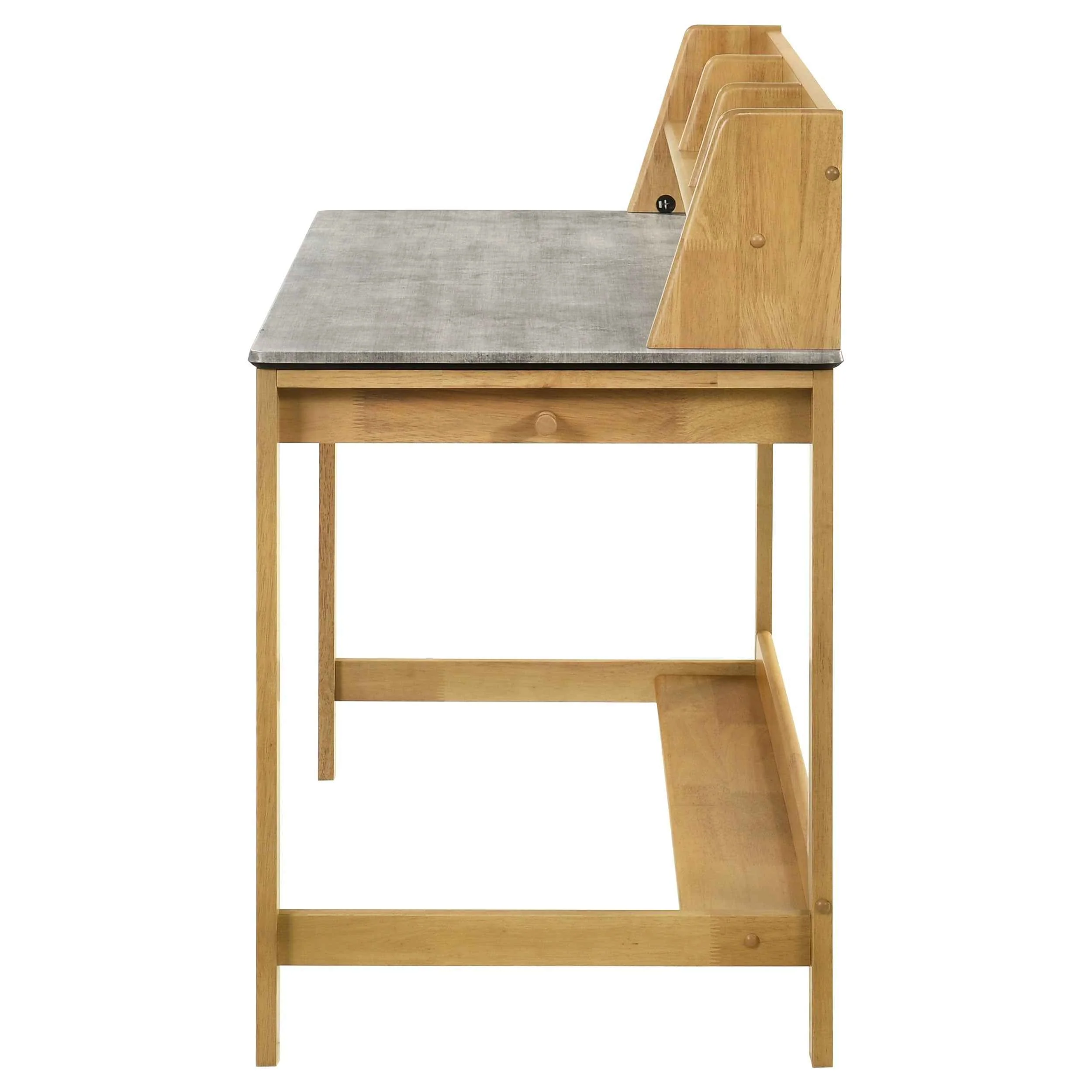 Besler Cement/Natural 47-inch SmartTop Writing Desk with Shelf - Image 5