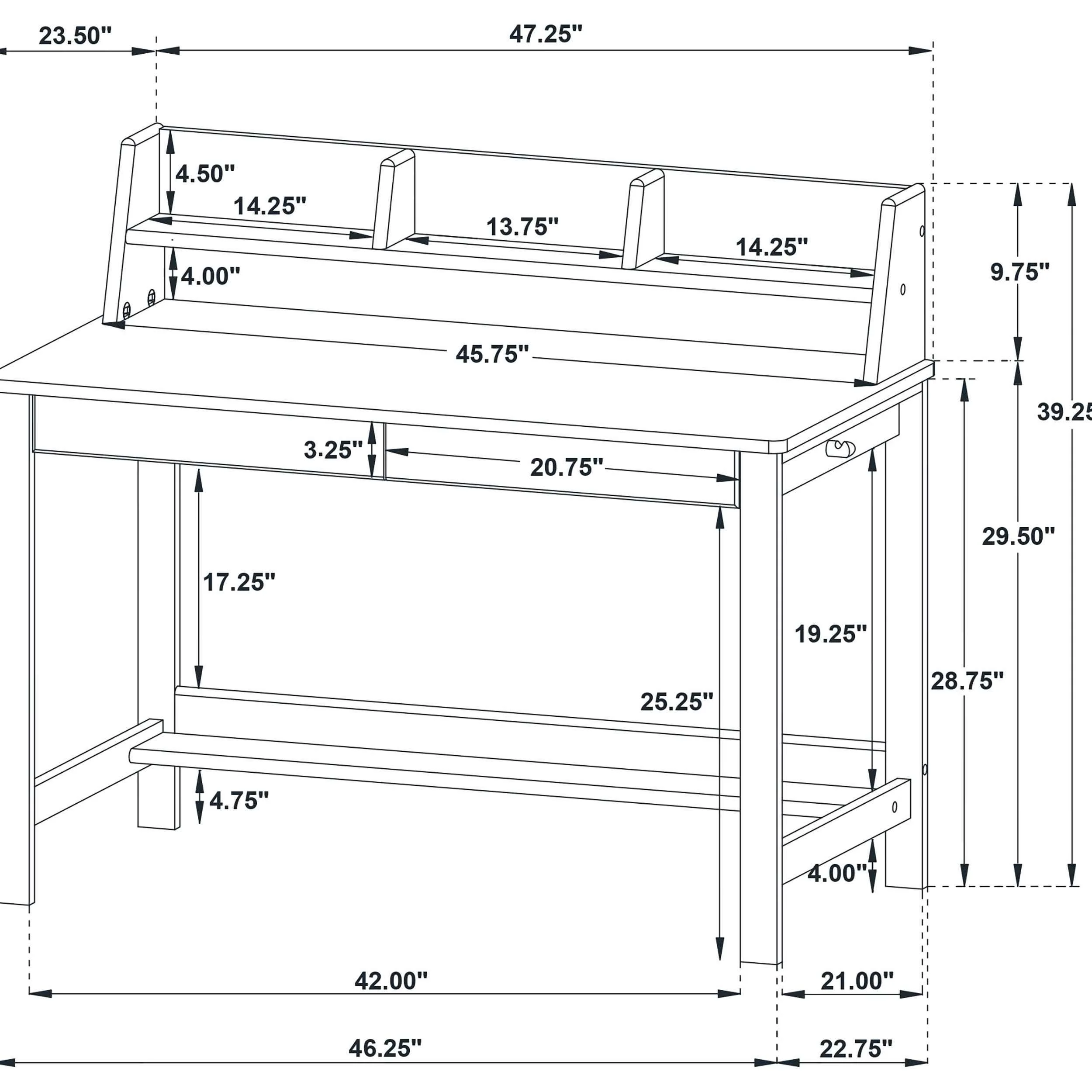 Besler Grey Stone/Black 47-inch SmartTop Writing Desk with Shelf - Image 15