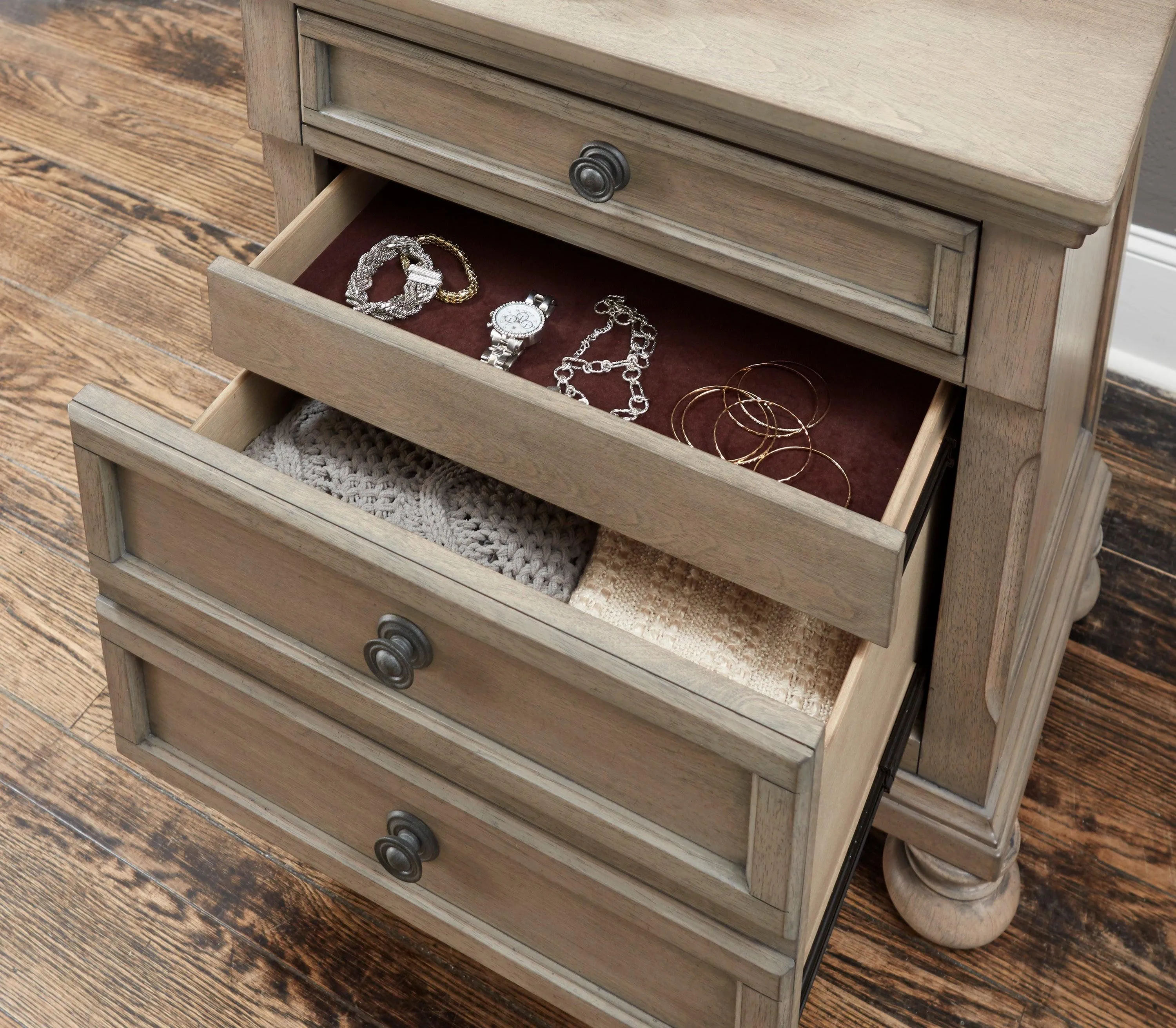 Bethel Wire Brushed Gray Nightstand - Image 5