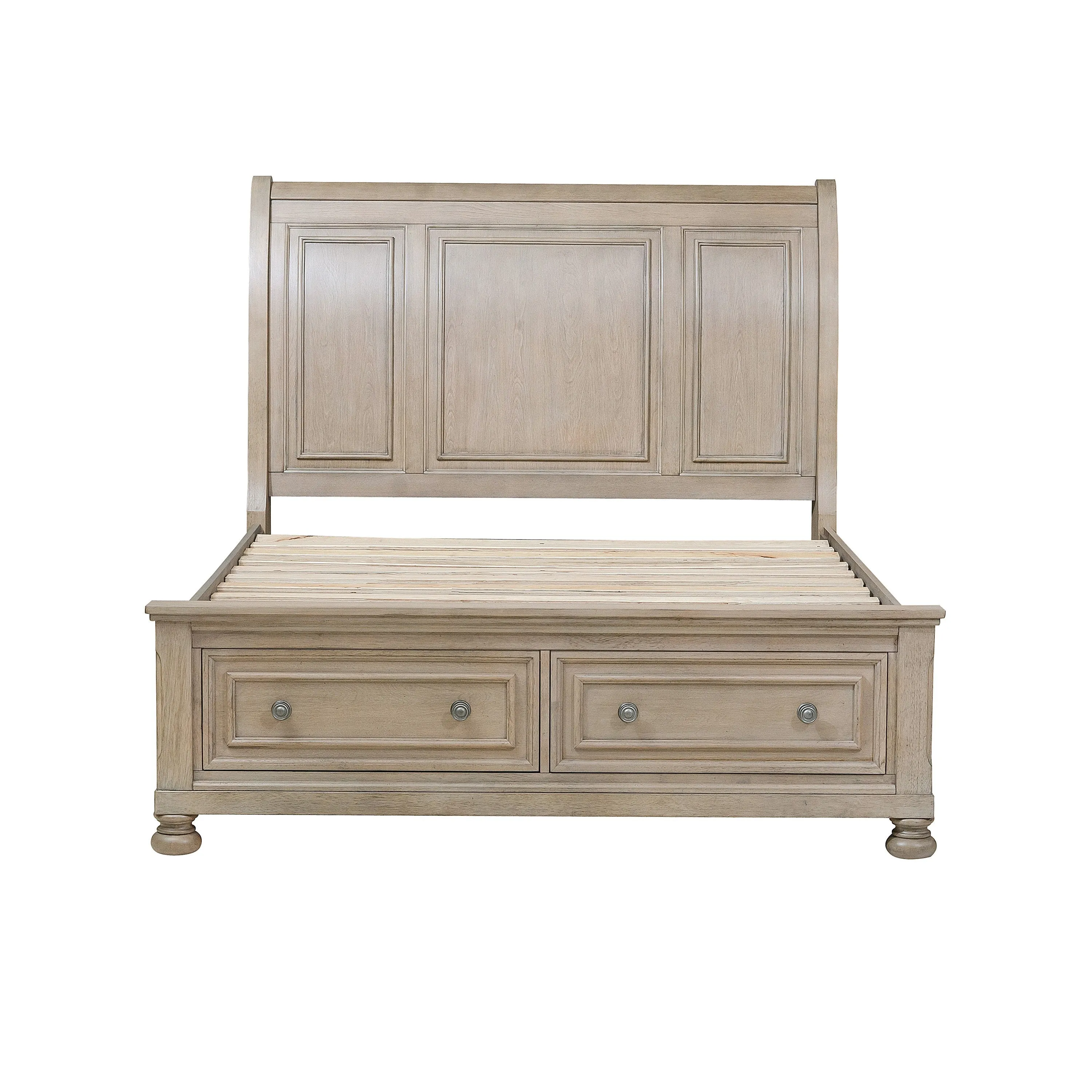 Bethel Wire Brushed Gray Sleigh Storage Platform Bedroom Set - Image 2