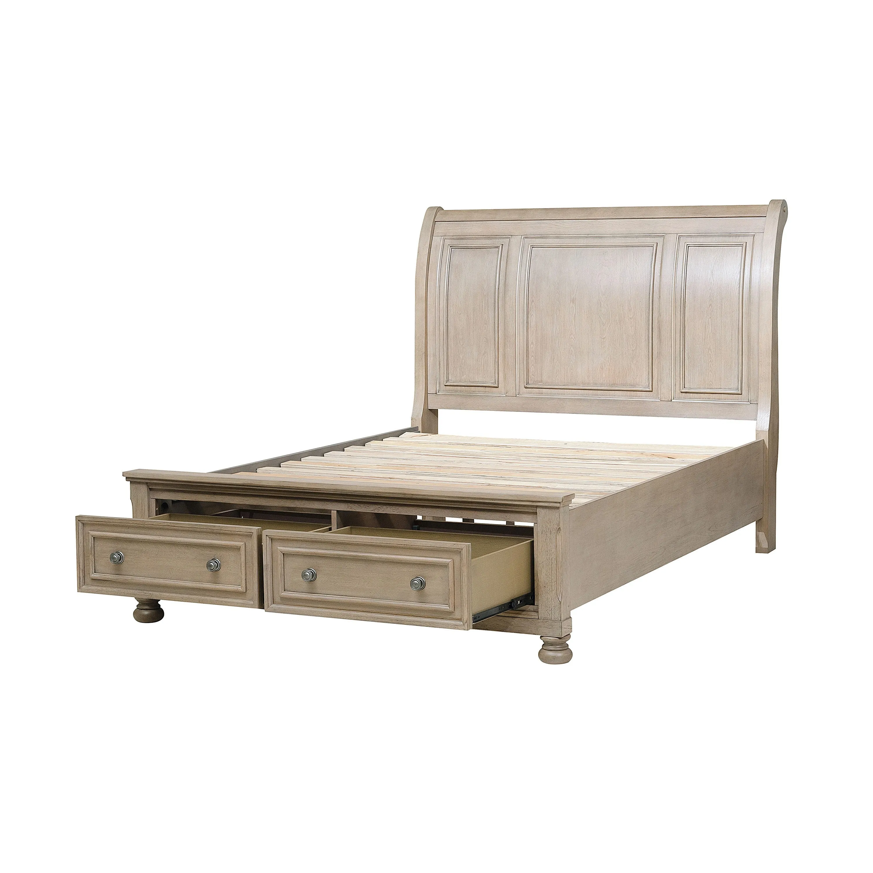 Bethel Wire Brushed Gray Sleigh Storage Platform Bedroom Set - Image 4