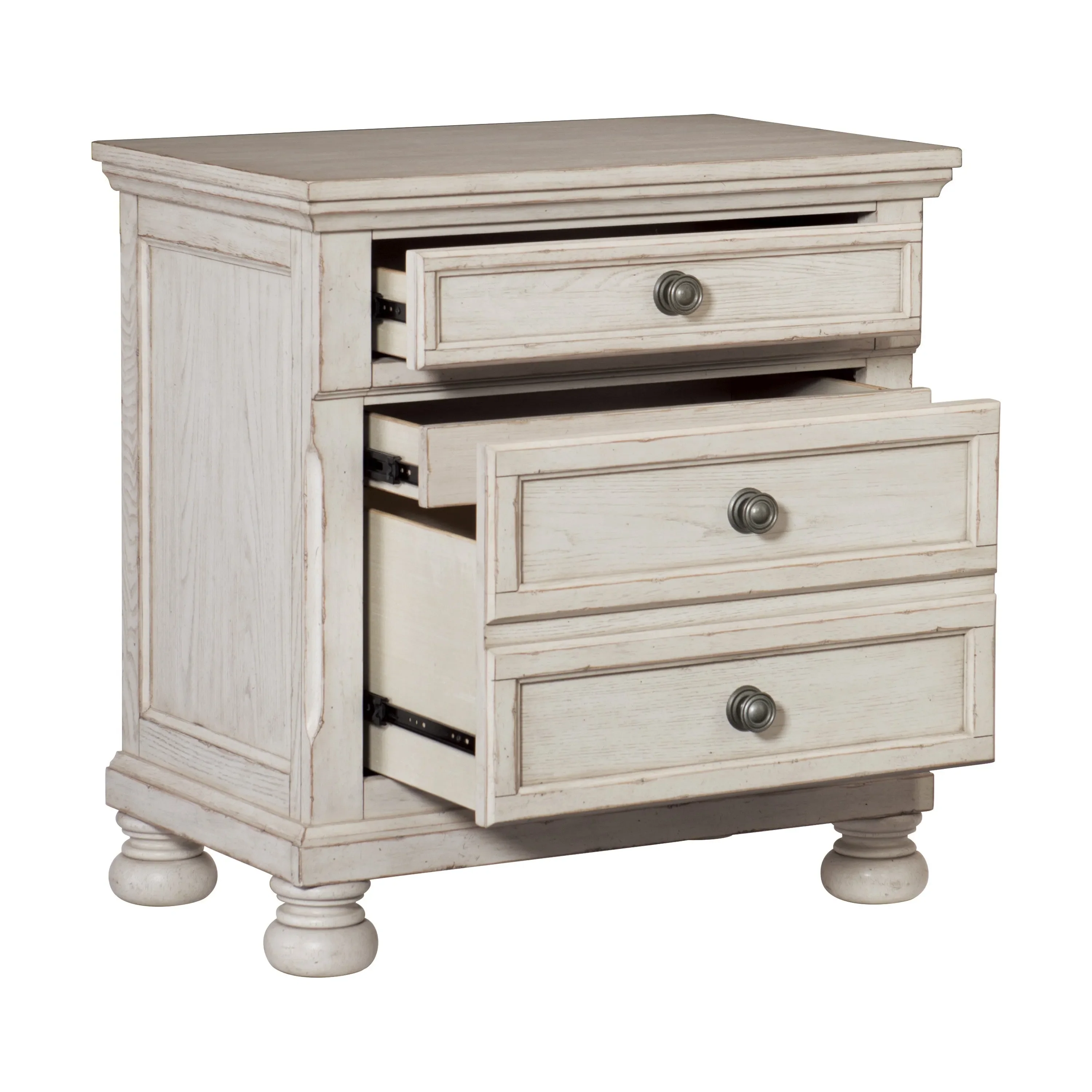 Bethel Wire Brushed White Sleigh Storage Platform Bedroom Set - Image 7
