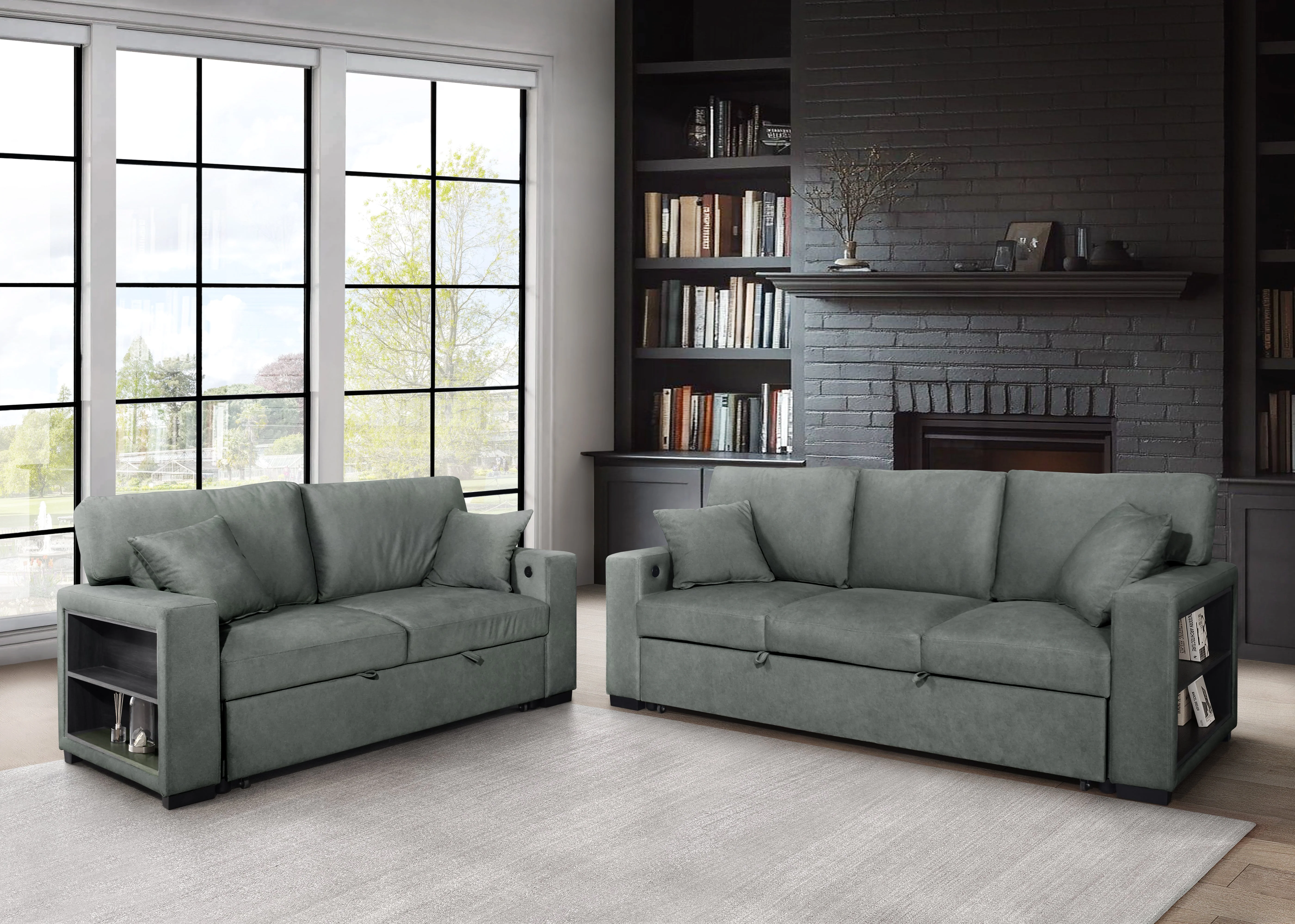 Bexley Grey Sofa and Loveseat