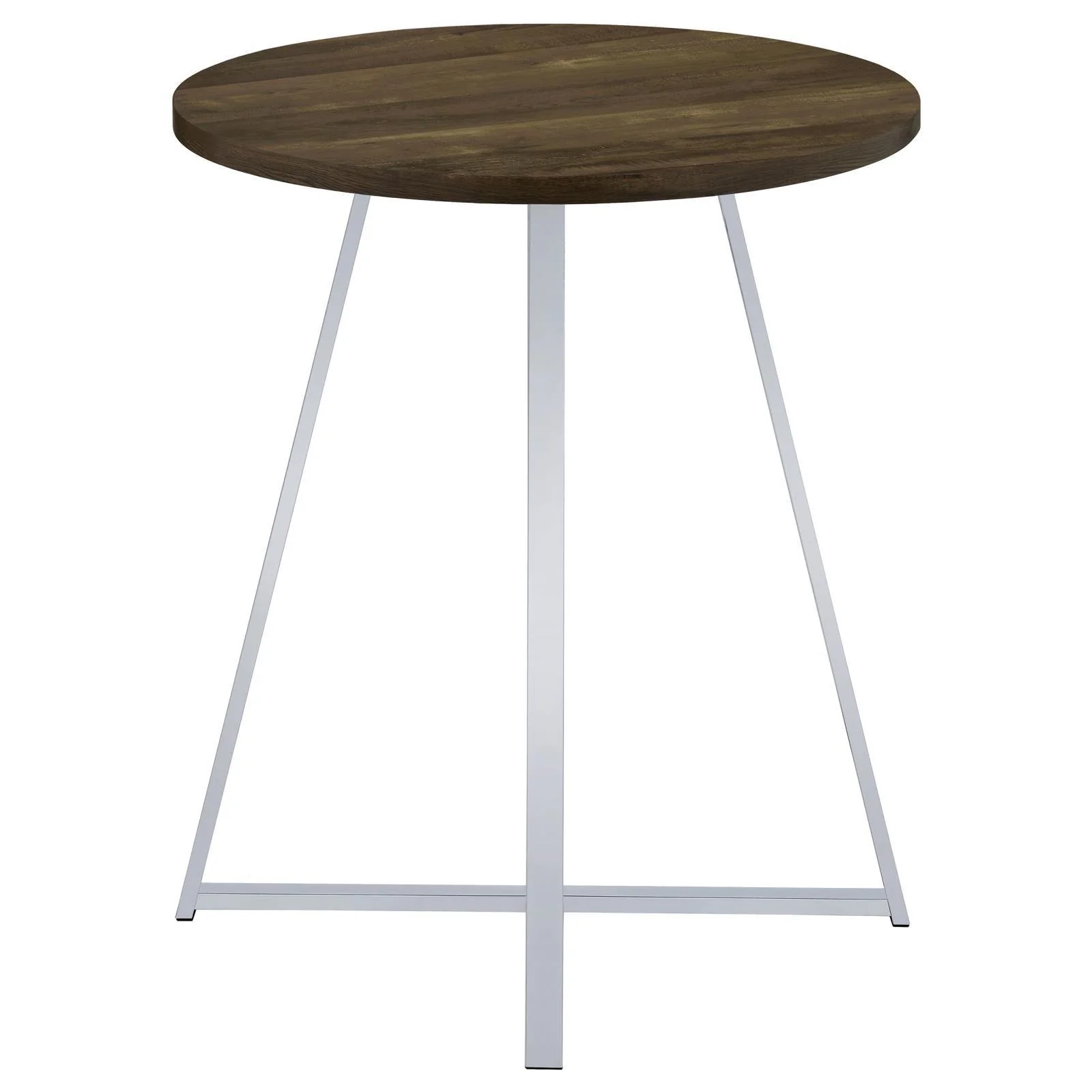 Bexter White/Chrome Faux Marble Round Top Bar Table - Image 5