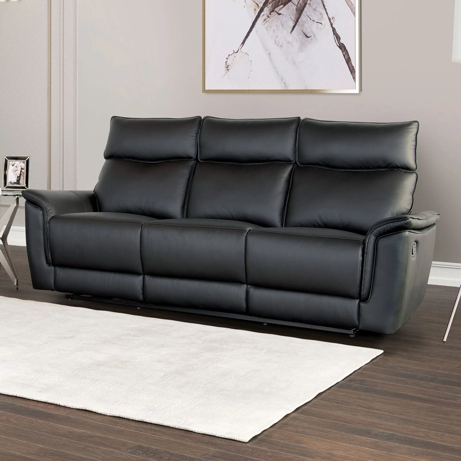 Bienne Black Upholstery Reclining Living Room Set - Image 2