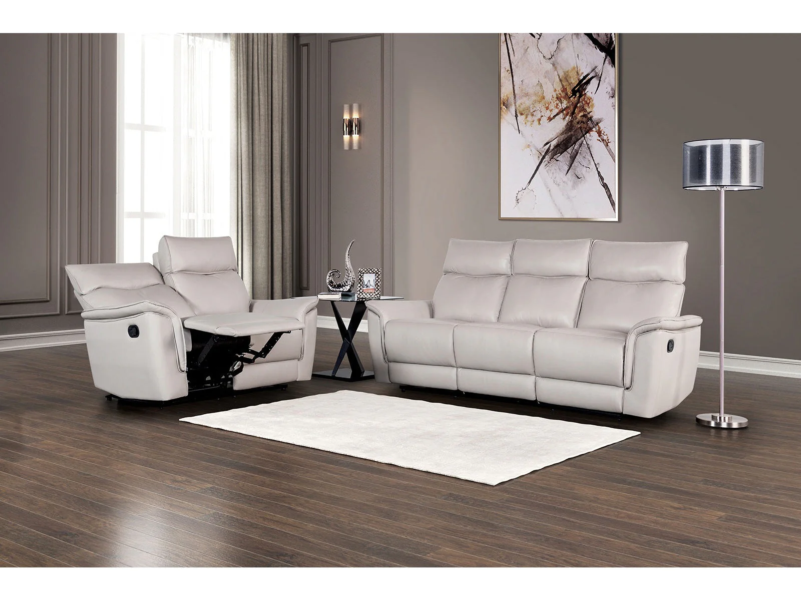 Bienne Taupe Upholstery Reclining Living Room Set