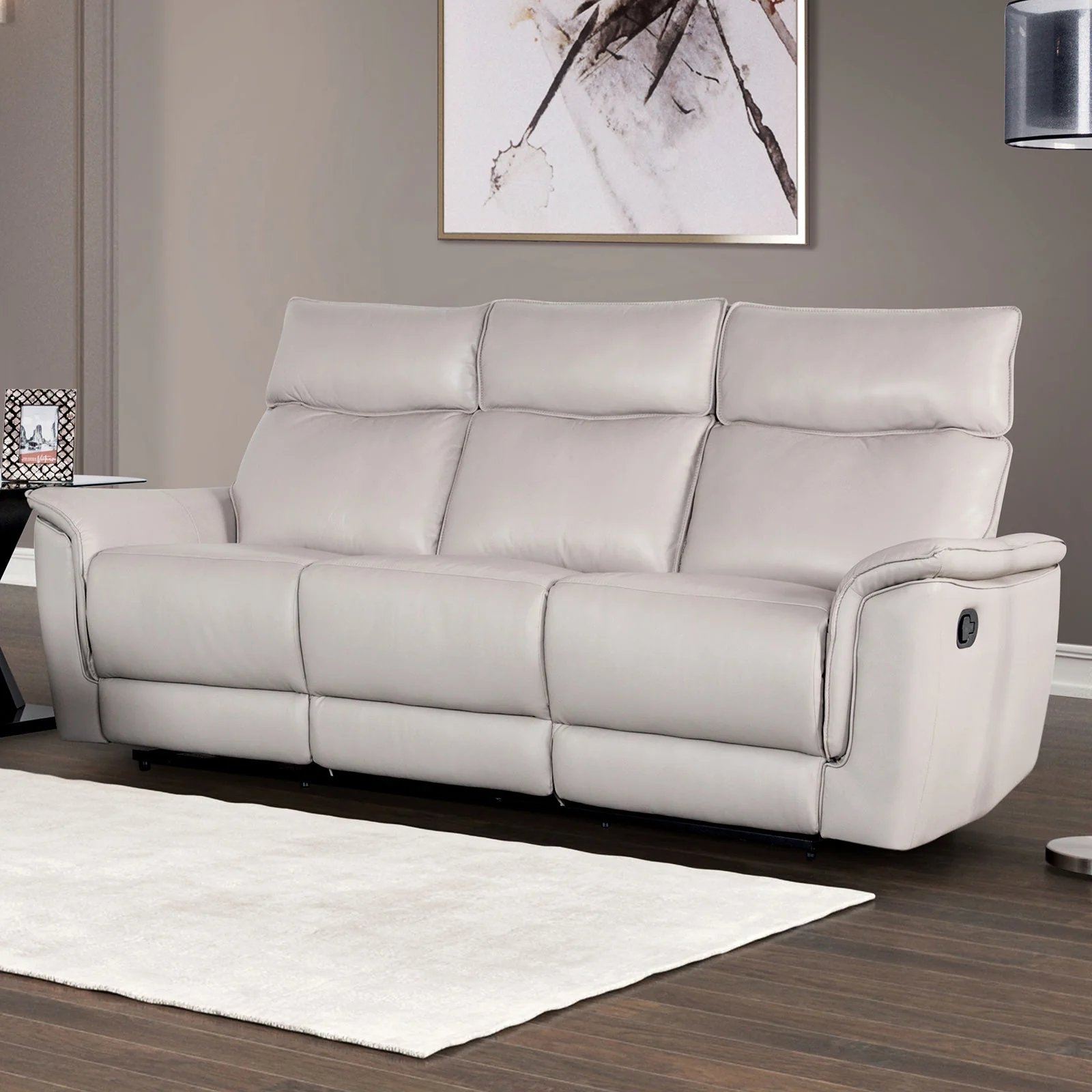 Bienne Taupe Upholstery Reclining Living Room Set - Image 2