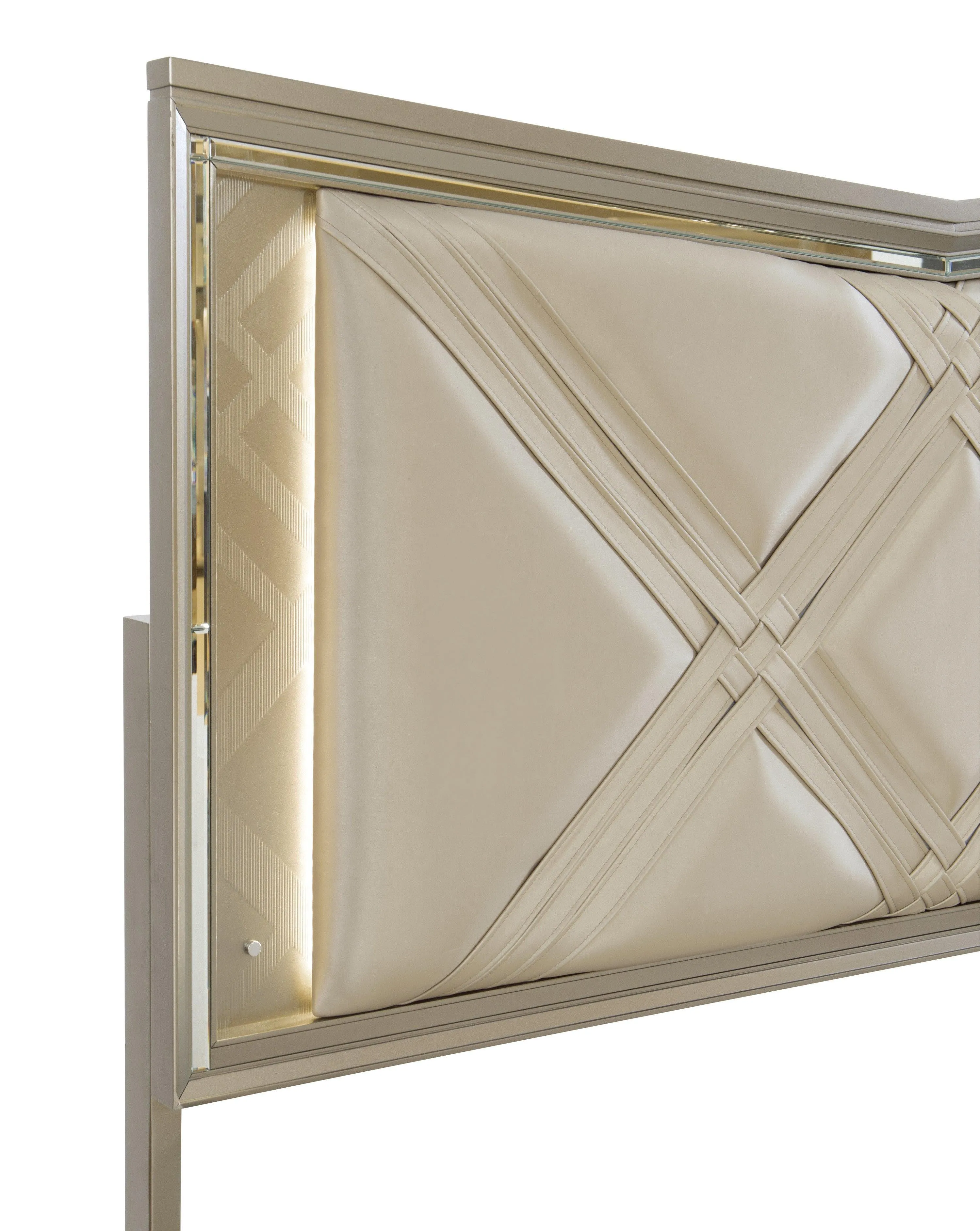 Bijou Champagne King LED Upholstered Storage Platform Bed - Image 3