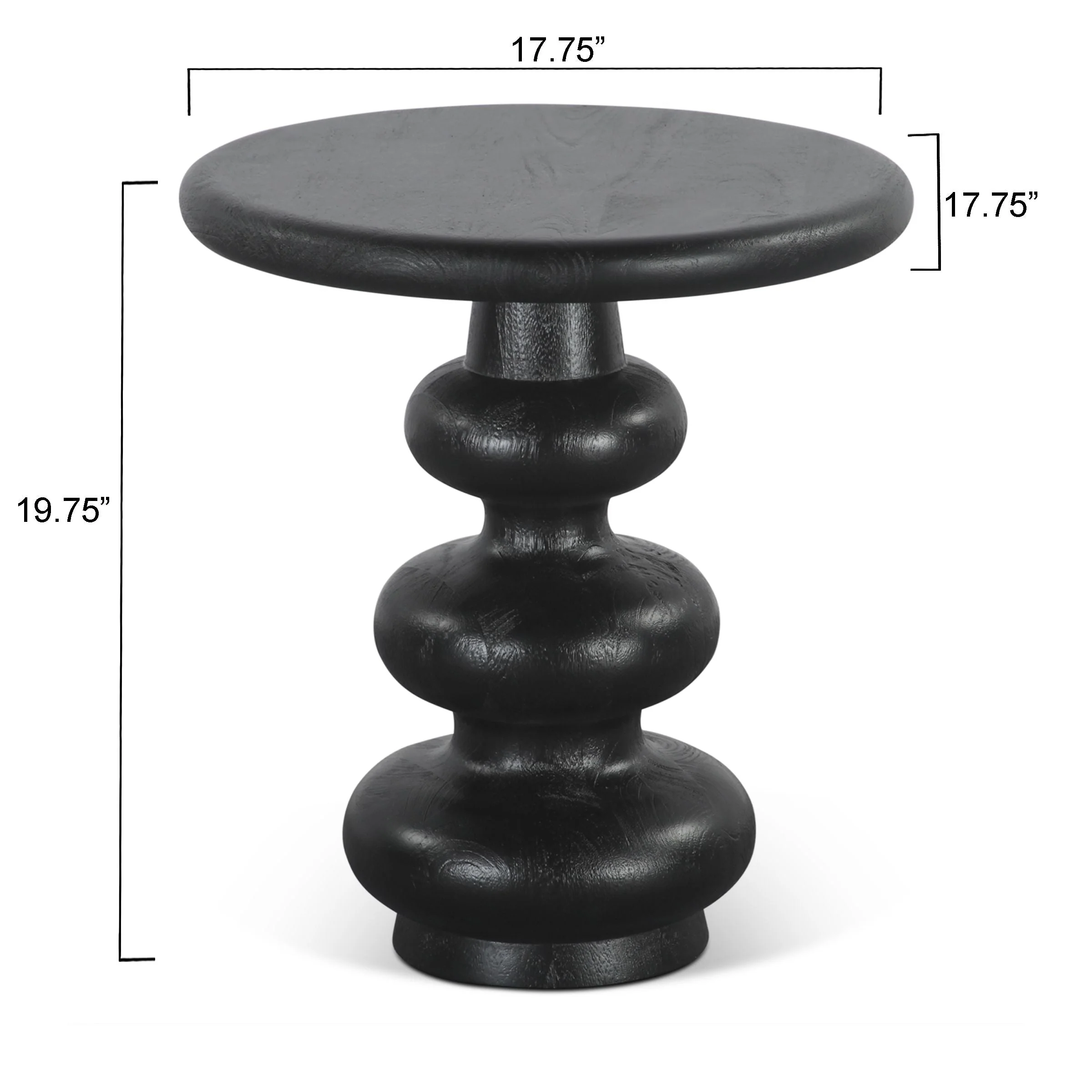 Biloba 18" Side Table in Distressed Black - Image 5