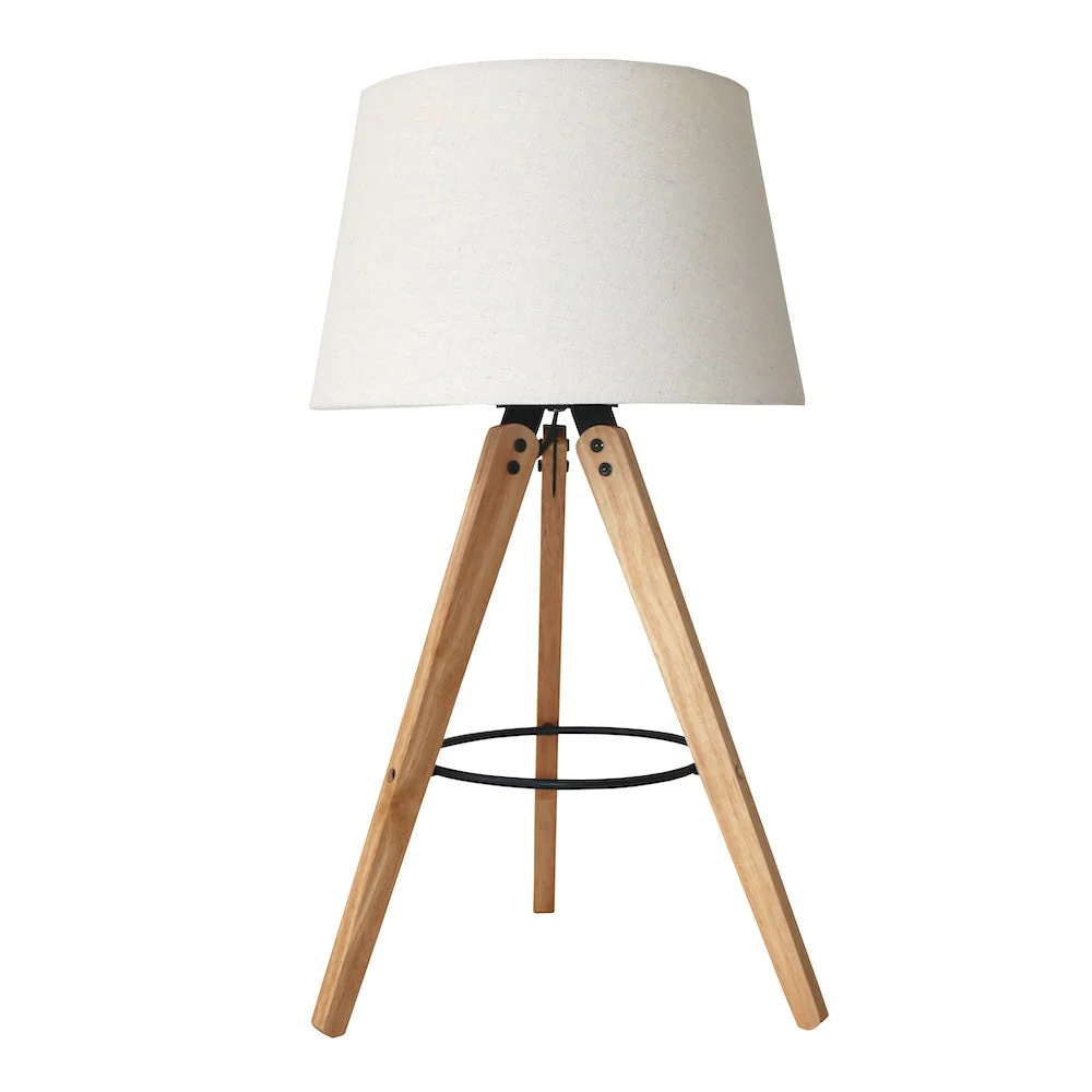 Birch Three Legged Wooden Bar Table Lamp - Natural - Black