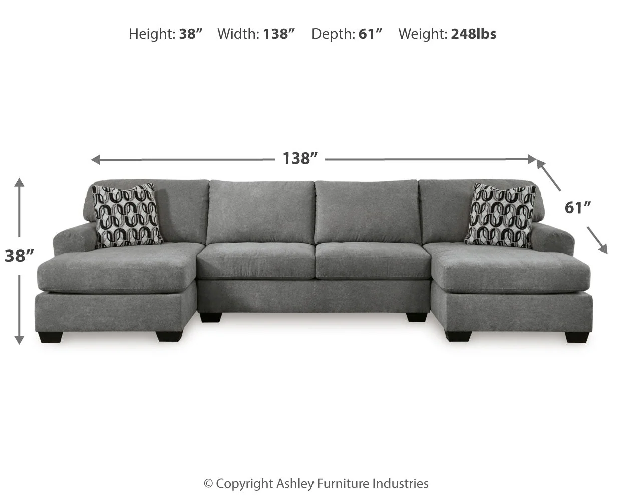 Birkdale Court Gray 3-Piece Double Chaise Sectional - Image 6