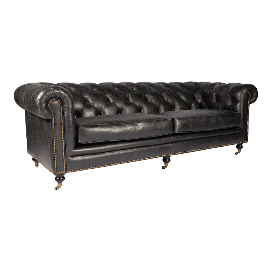 Birmingham Sofa Black Leather - Image 2