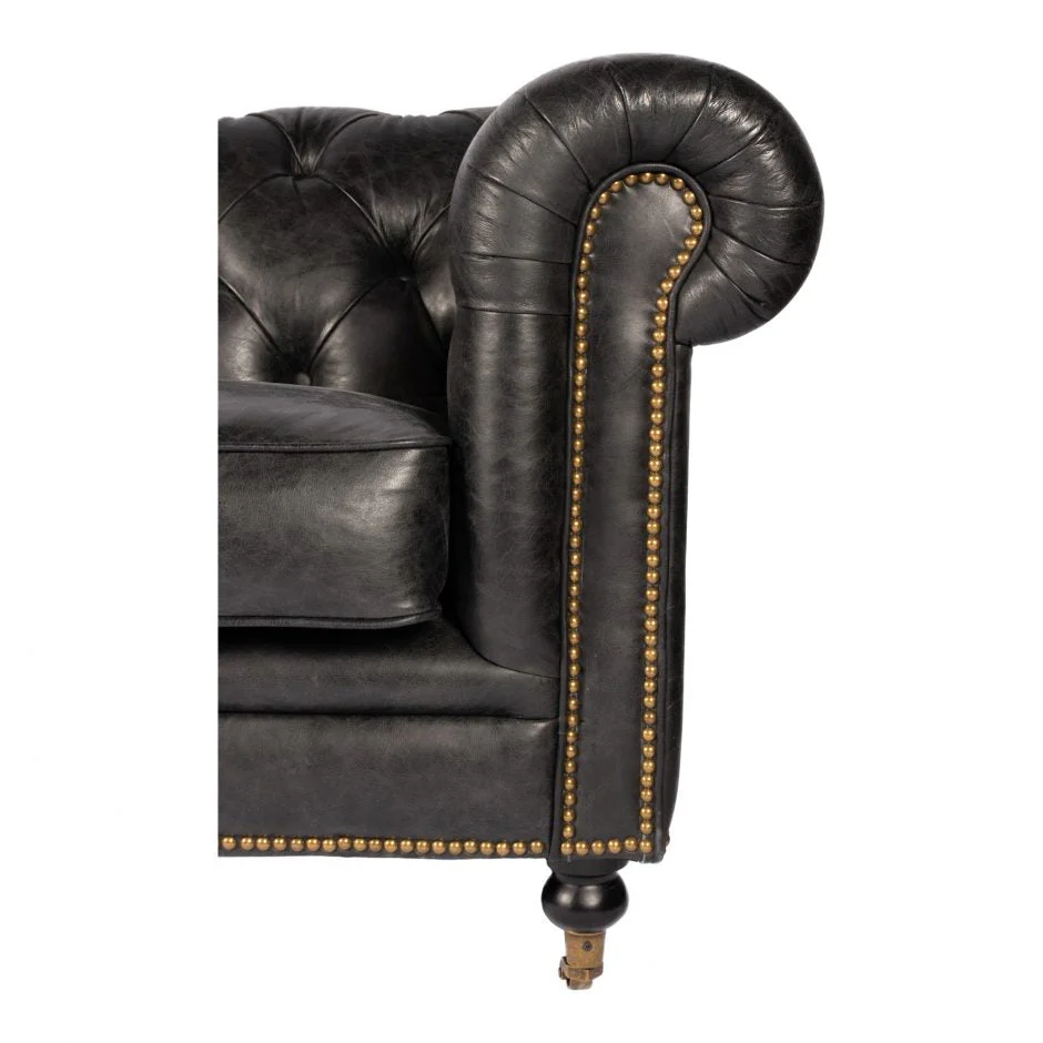 Birmingham Sofa Black Leather - Image 3