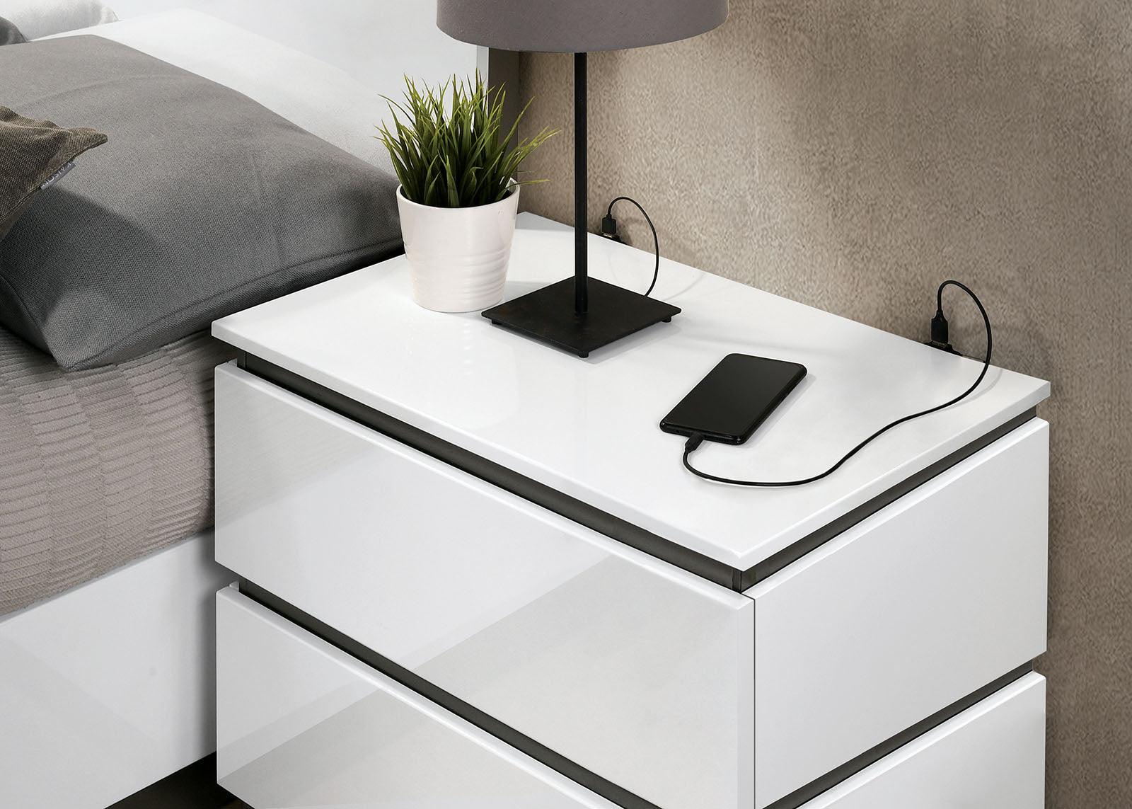 Birsfelden White/Metallic Gray Night Stand - Image 2
