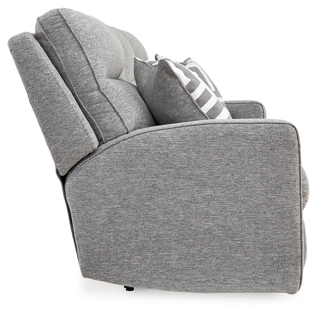 Biscoe Pewter Performance Fabric Dual Power Reclining Sofa - Image 4