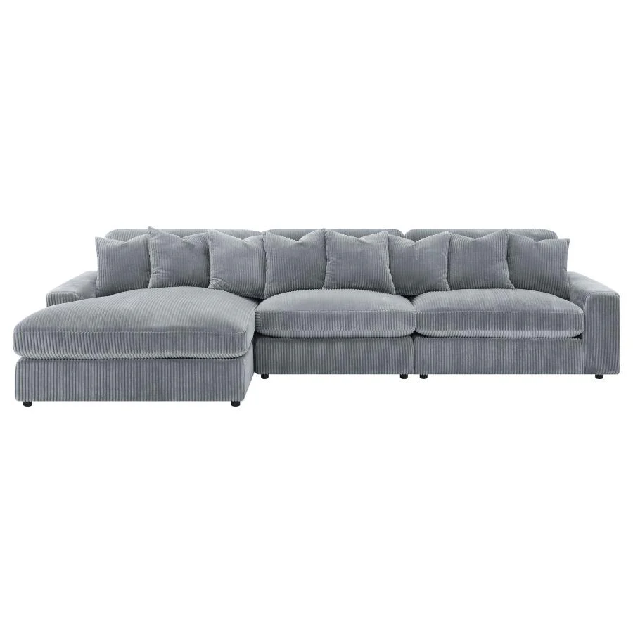 Blaine Fog 3-Piece Upholstered Reversible Chaise Sectional - Image 5
