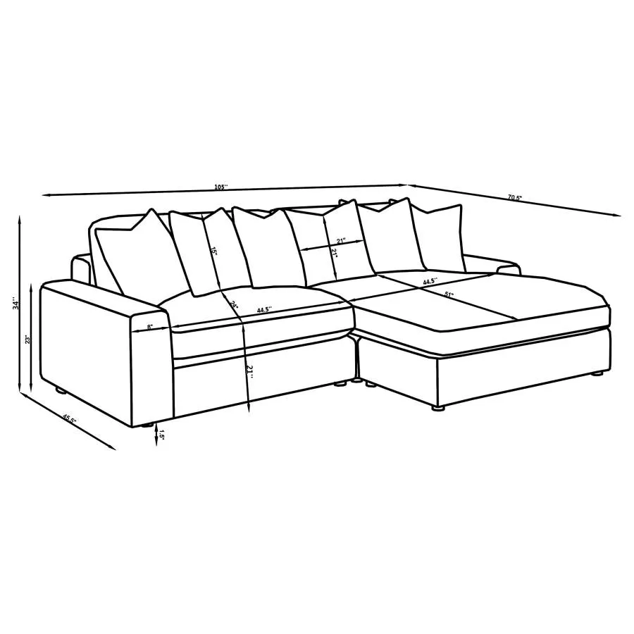 Blaine Sand 2-Piece Upholstered Reversible Chaise Sectional - Image 17