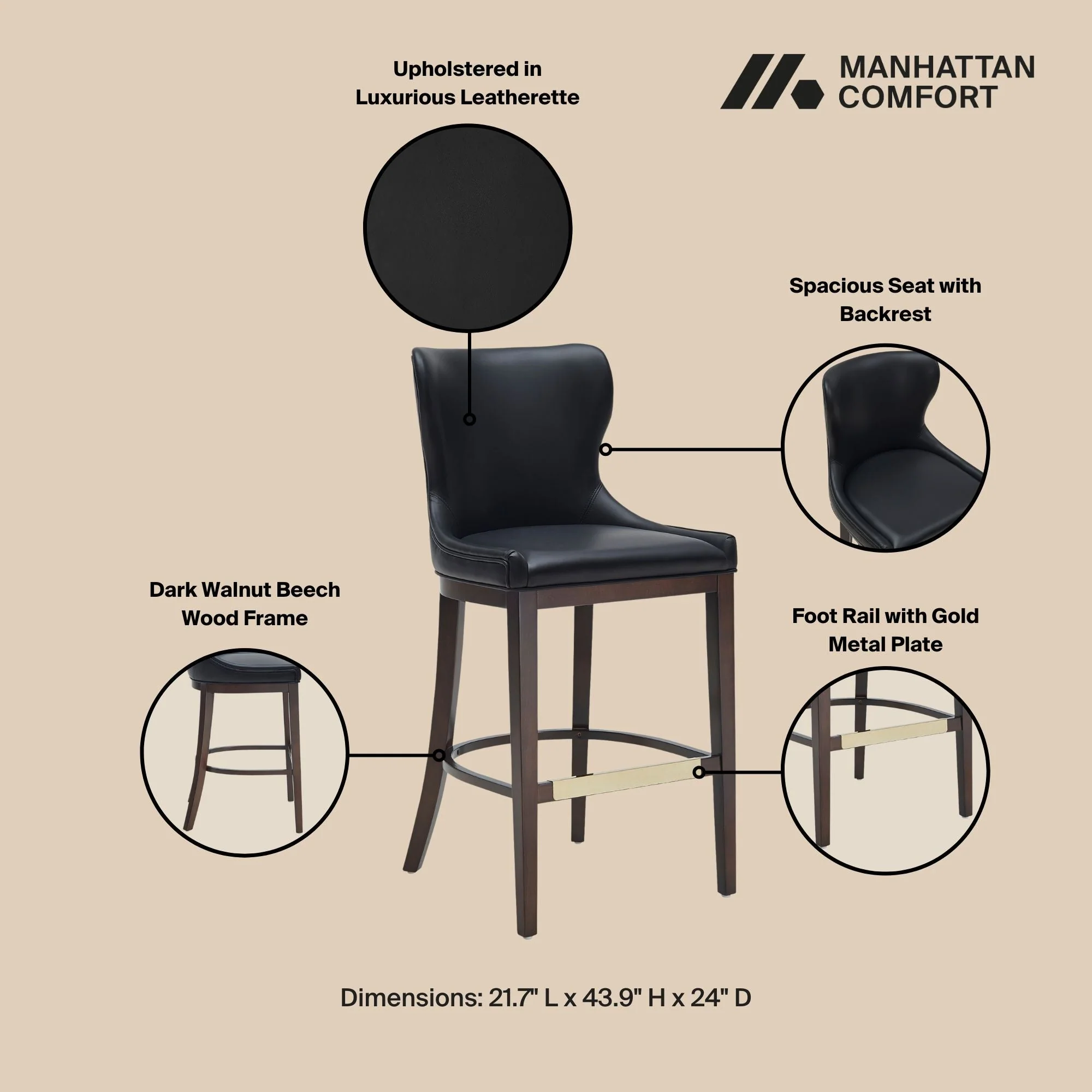 Blair Barstool in Black (set of 3) - Image 4