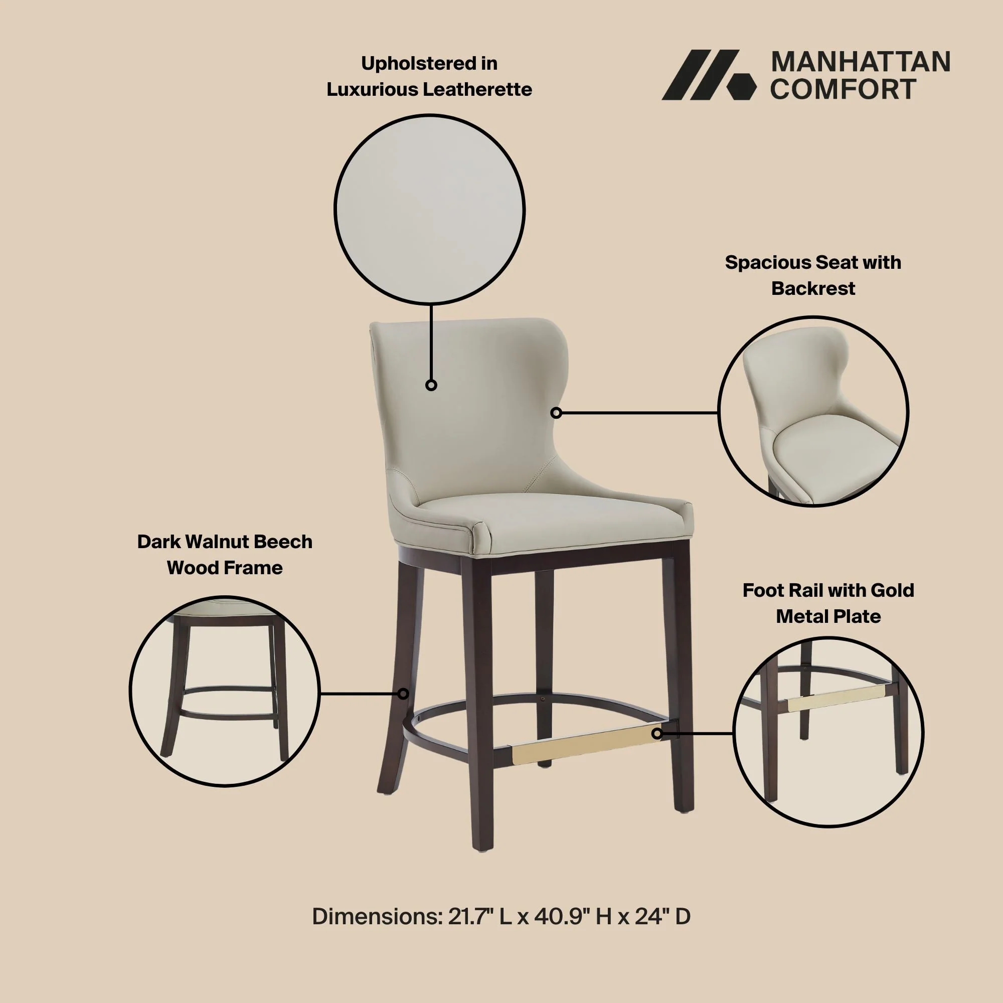 Blair Counter Stool in Stone (set of 3) - Image 4